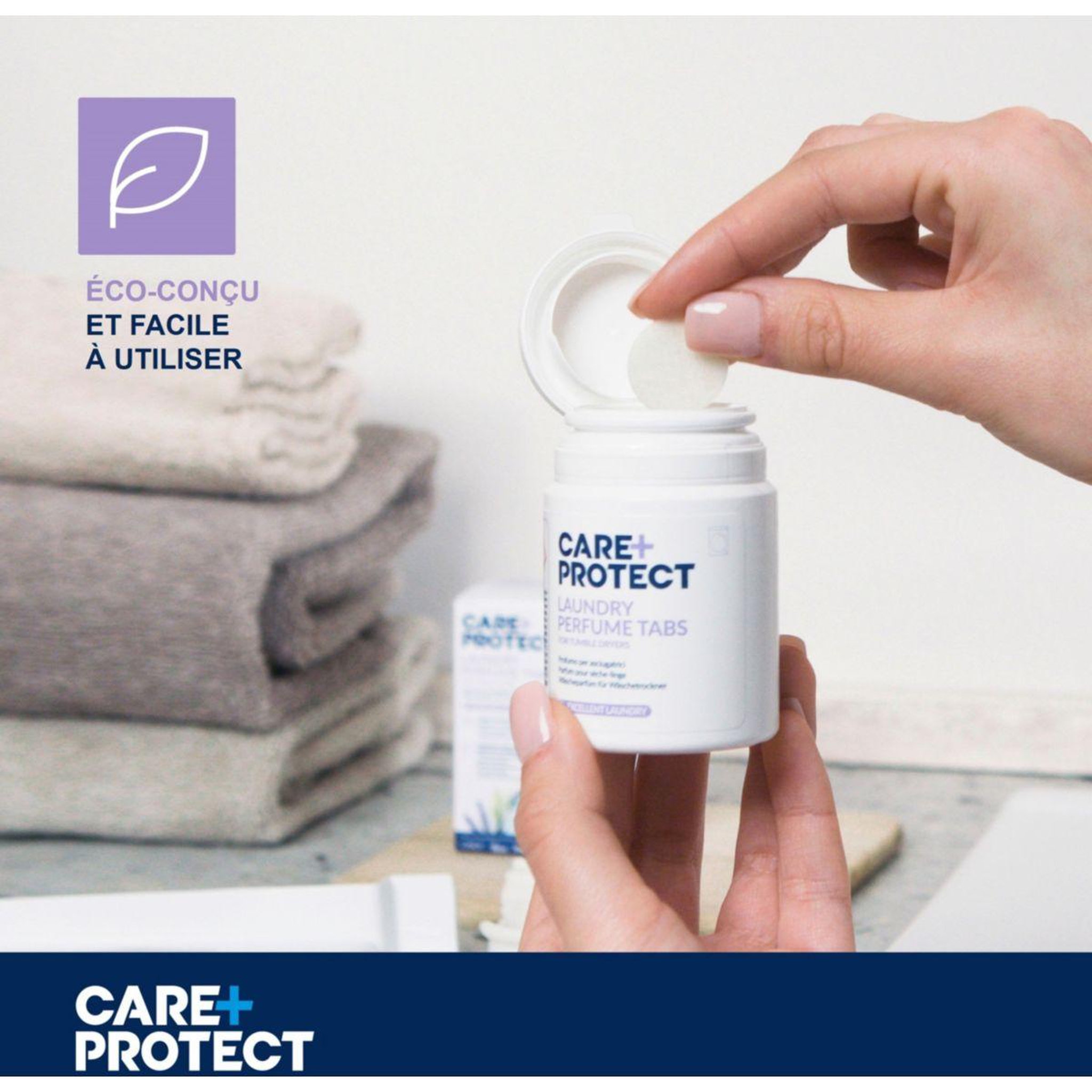Voir la diapositive 4 : CARE PROTECT Tablettes parfumées pour le linge
