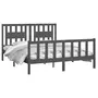 VIDAXL Cadre de lit et tete de lit gris bois de pin massif 150x200 cm