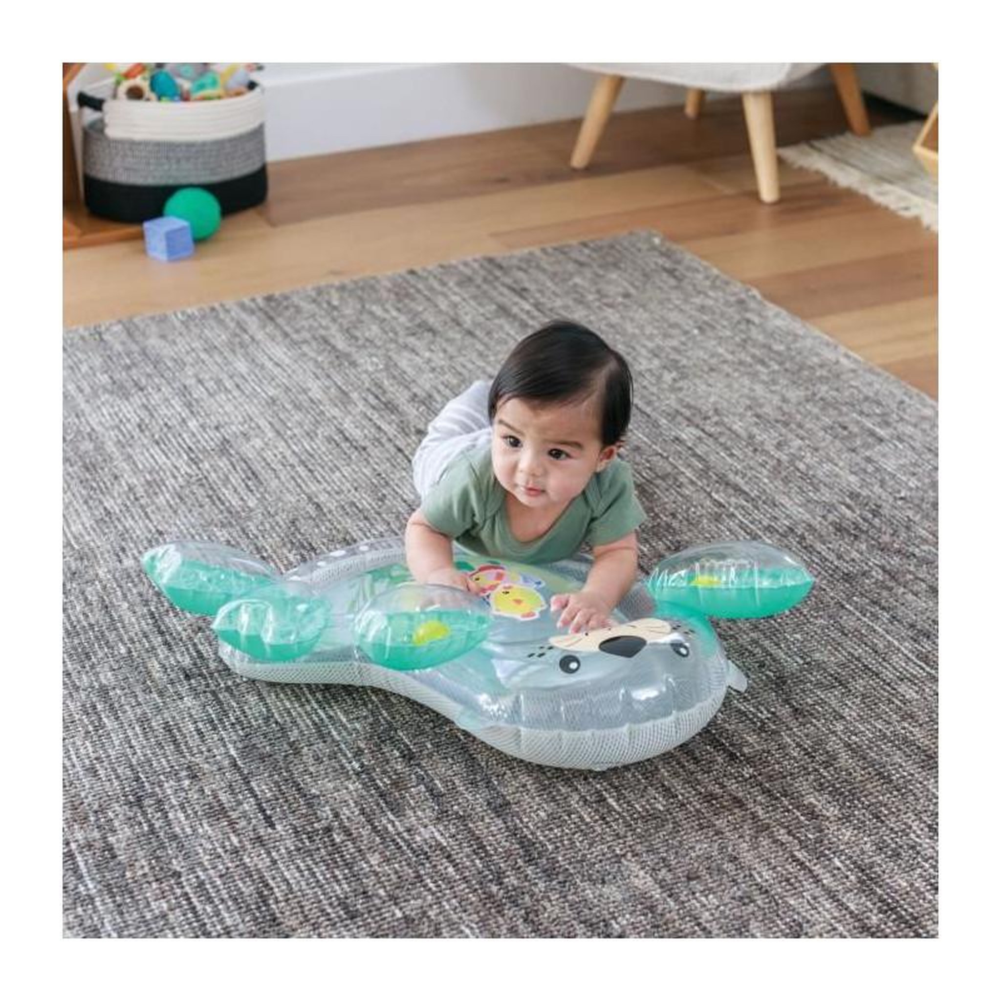 Voir la diapositive 2 : INFANTINO Tapis d'éveil Infantino Otarie géant menthe et gris