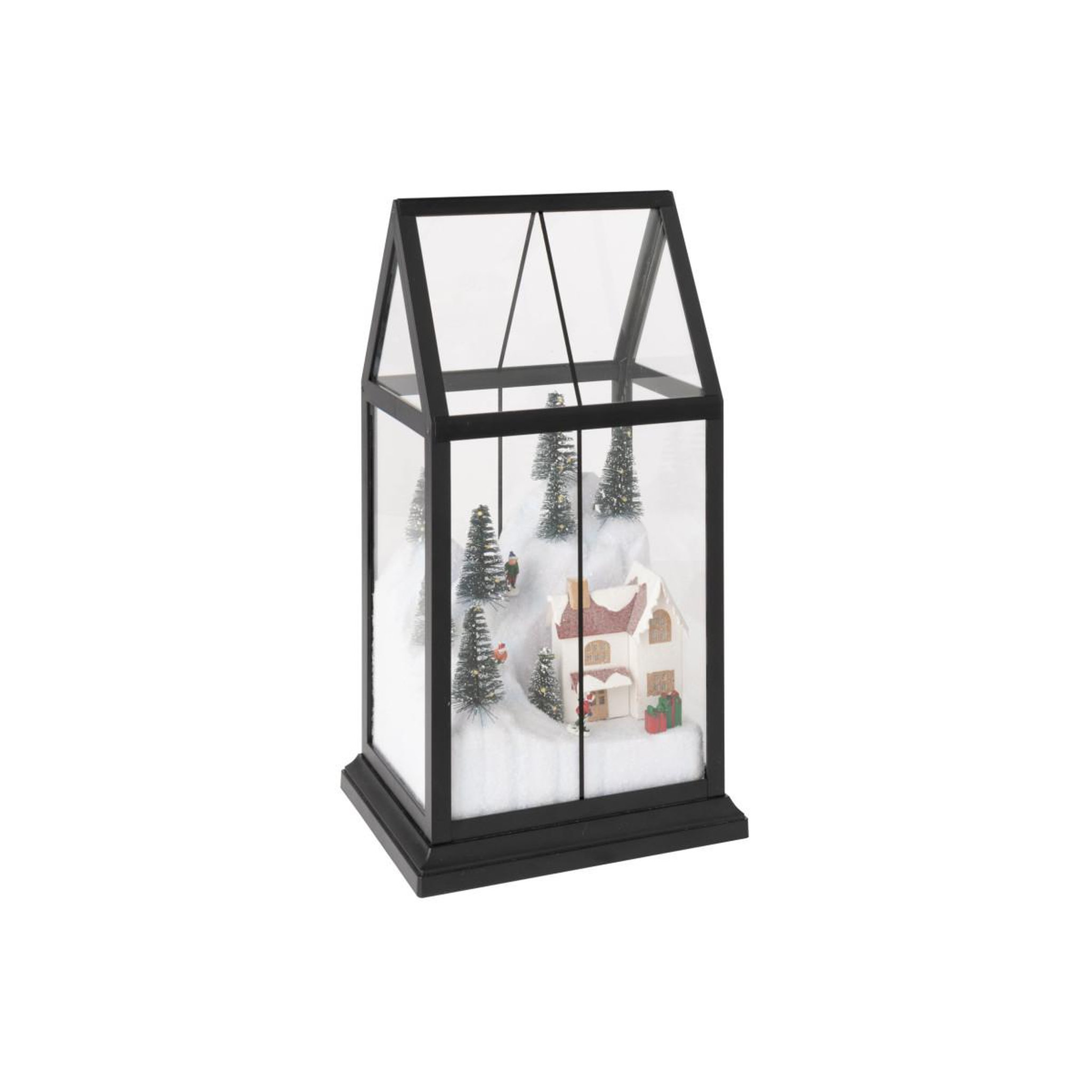 Voir la diapositive 2 : J-LINE Village de Noël Vitré à LED  Sébastienne  18cm Noir