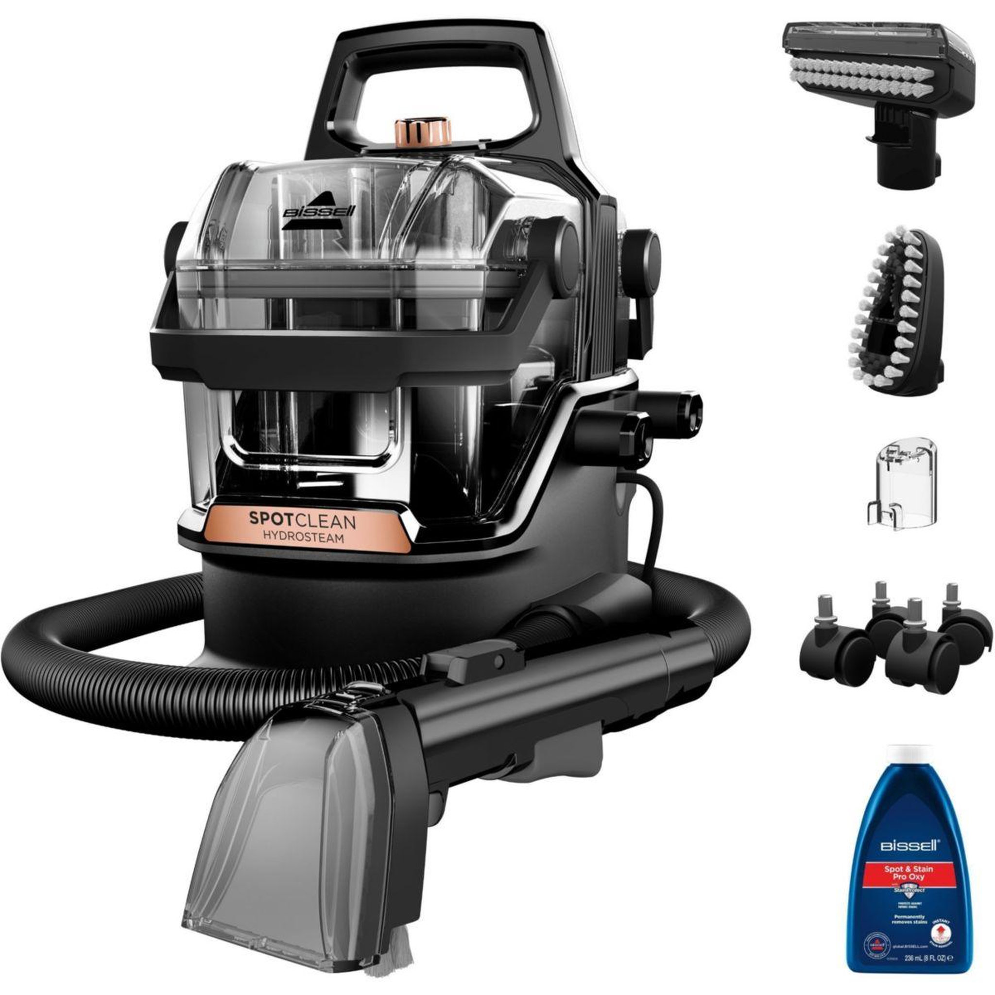 BISSELL Nettoyeur détacheur spotclean hydrosteam pro b3700n, mode vapeur, 4 roues multidirectionnelles