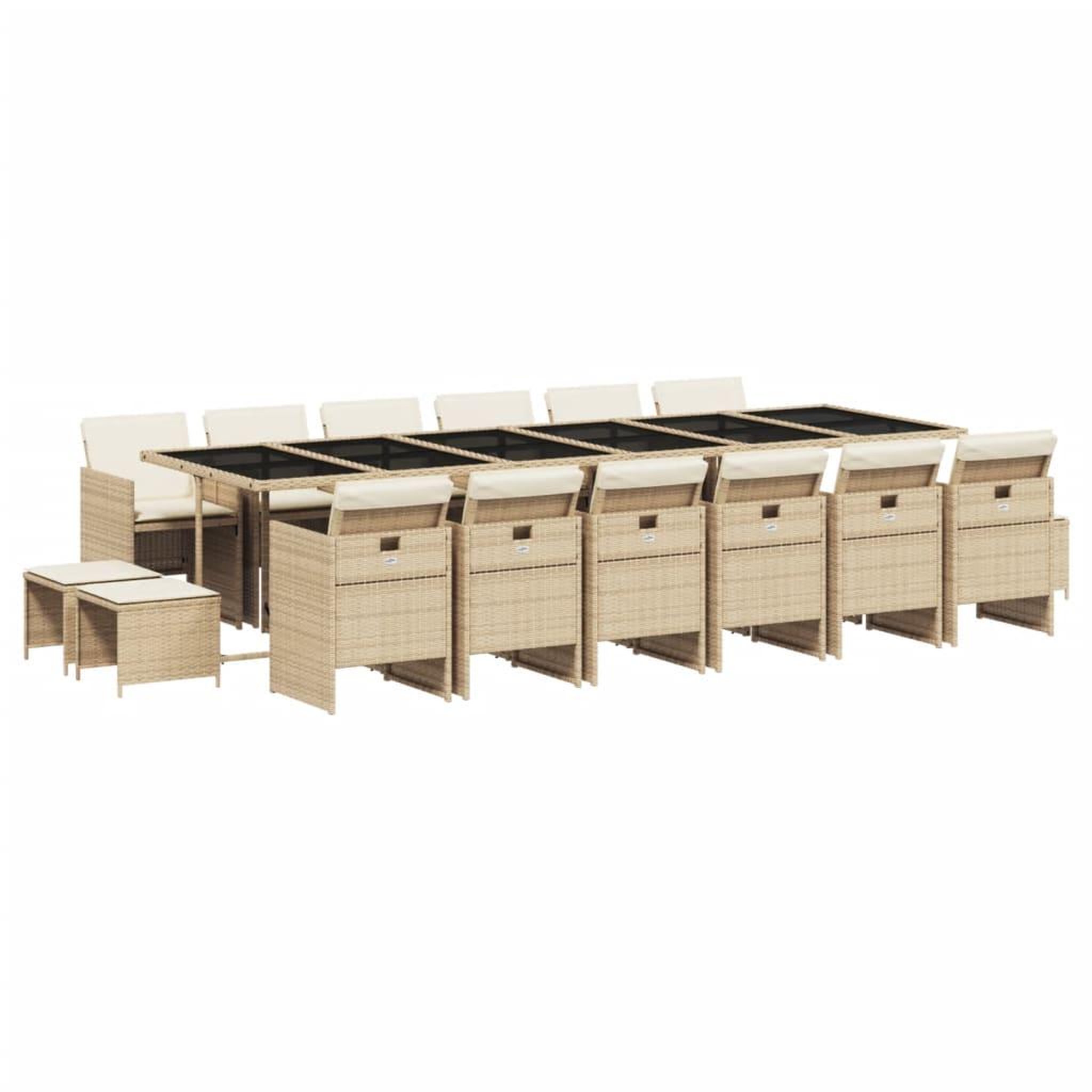 Voir la diapositive 2 : VIDAXL Ensemble a manger de jardin et coussins 17 pcs beige