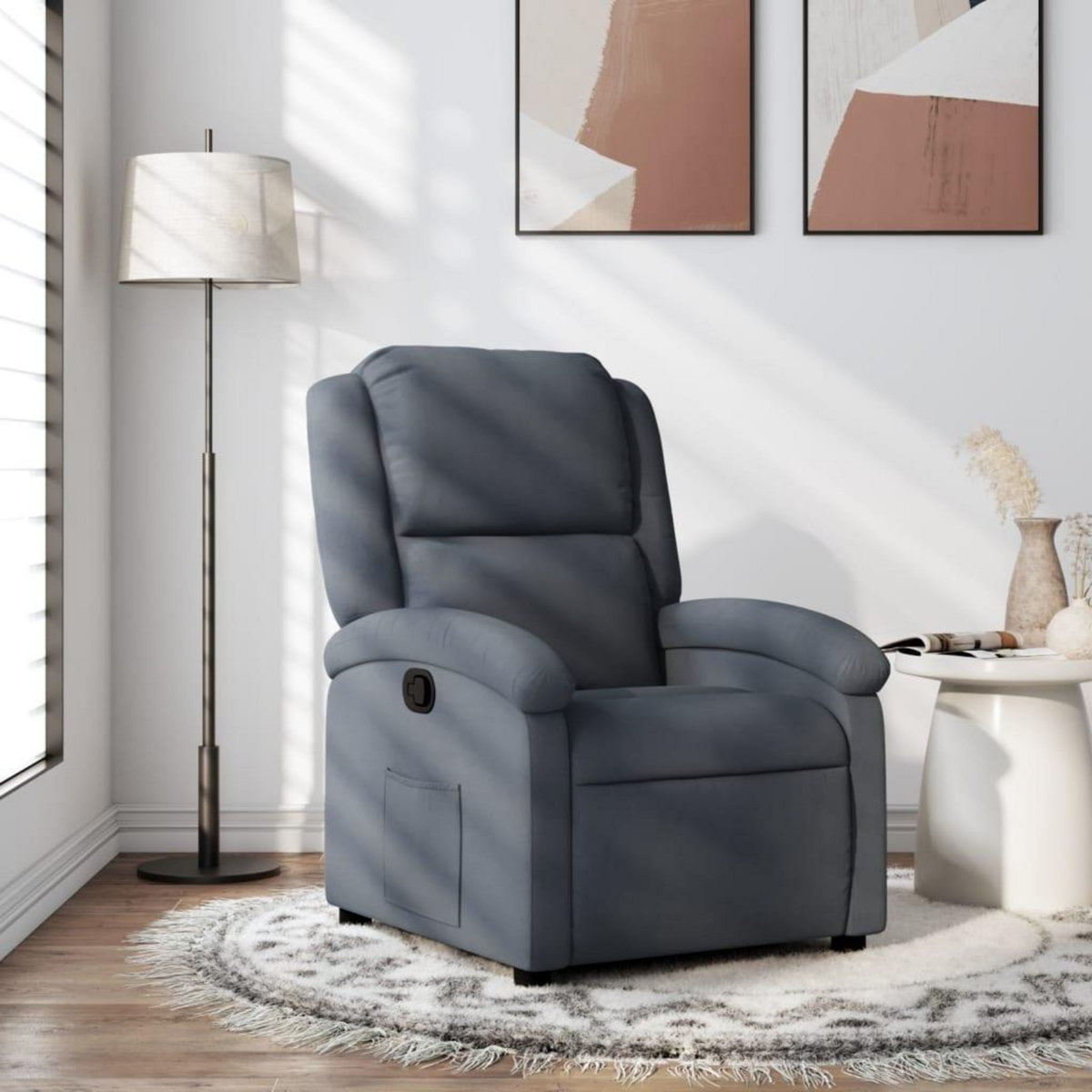 VIDAXL Fauteuil inclinable Gris fonce Velours