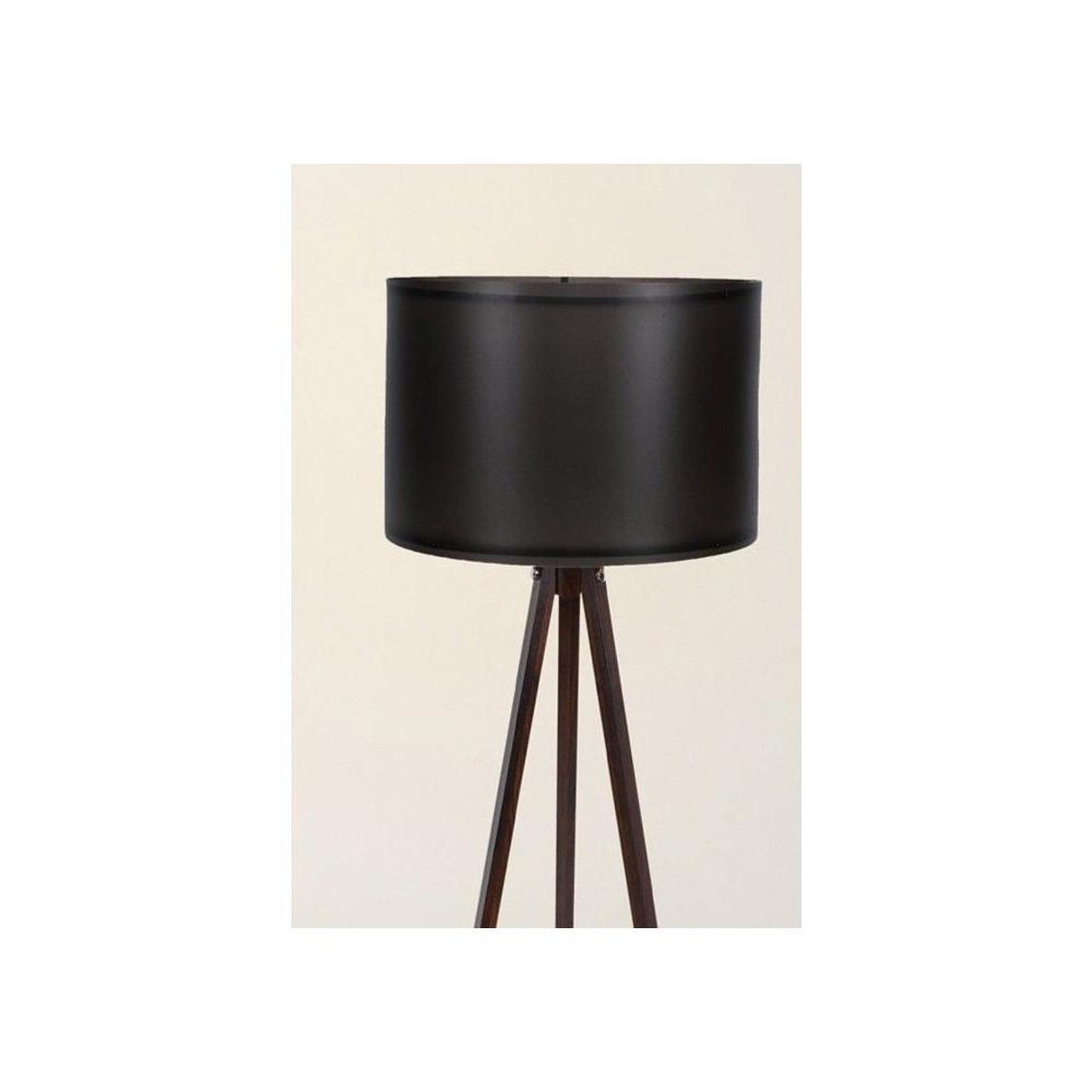 Voir la diapositive 4 : Lampadaire style nordique 145 cm, cadre MDF noir et pieds chêne-noir, abat-jour cylindre en polypropylène