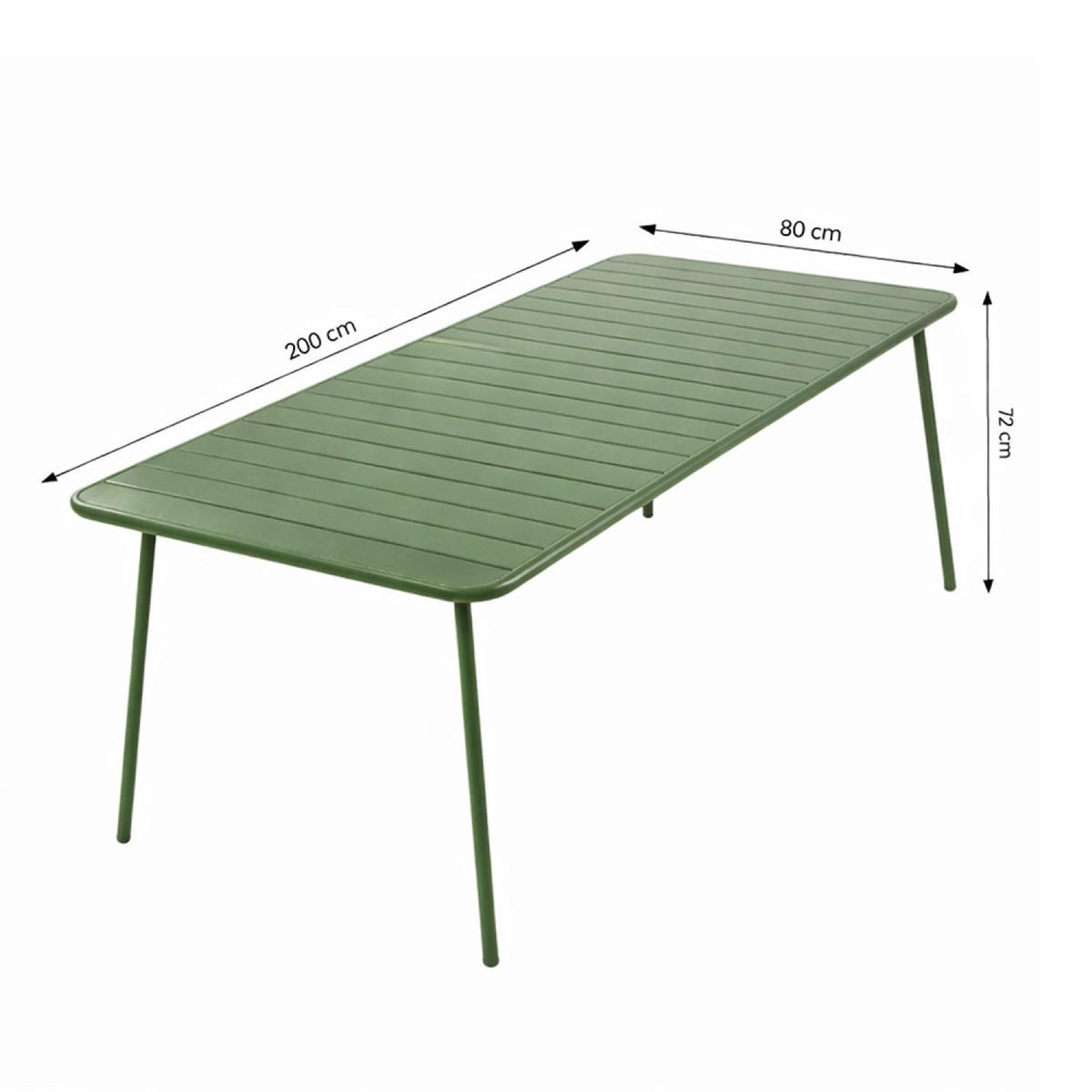 CONCEPT USINE Table de jardin 8-10 places 200cm verte BERGAME
