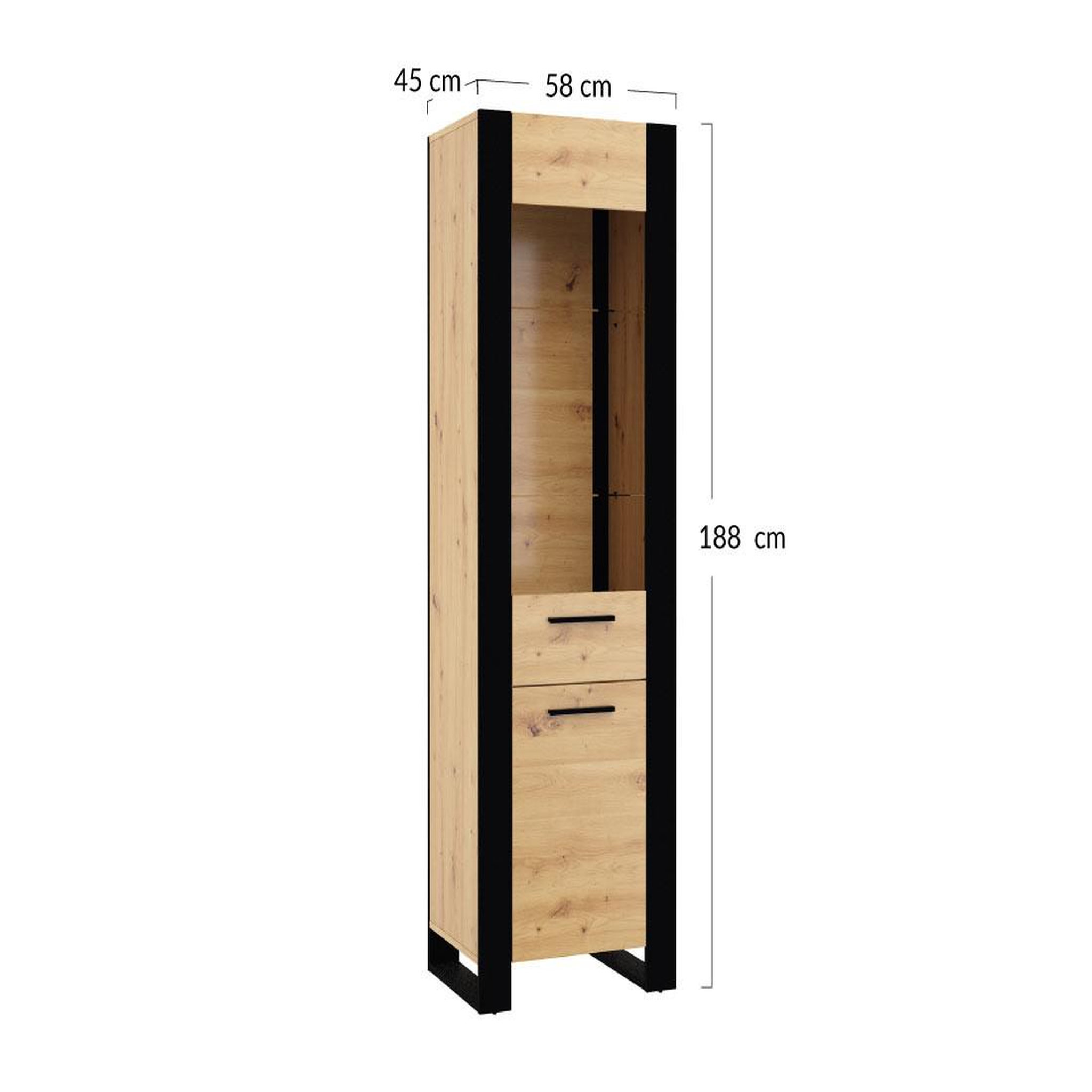 Voir la diapositive 6 : BEST MOBILIER Donnely - vitrine - effet bois et noir - 188 cm