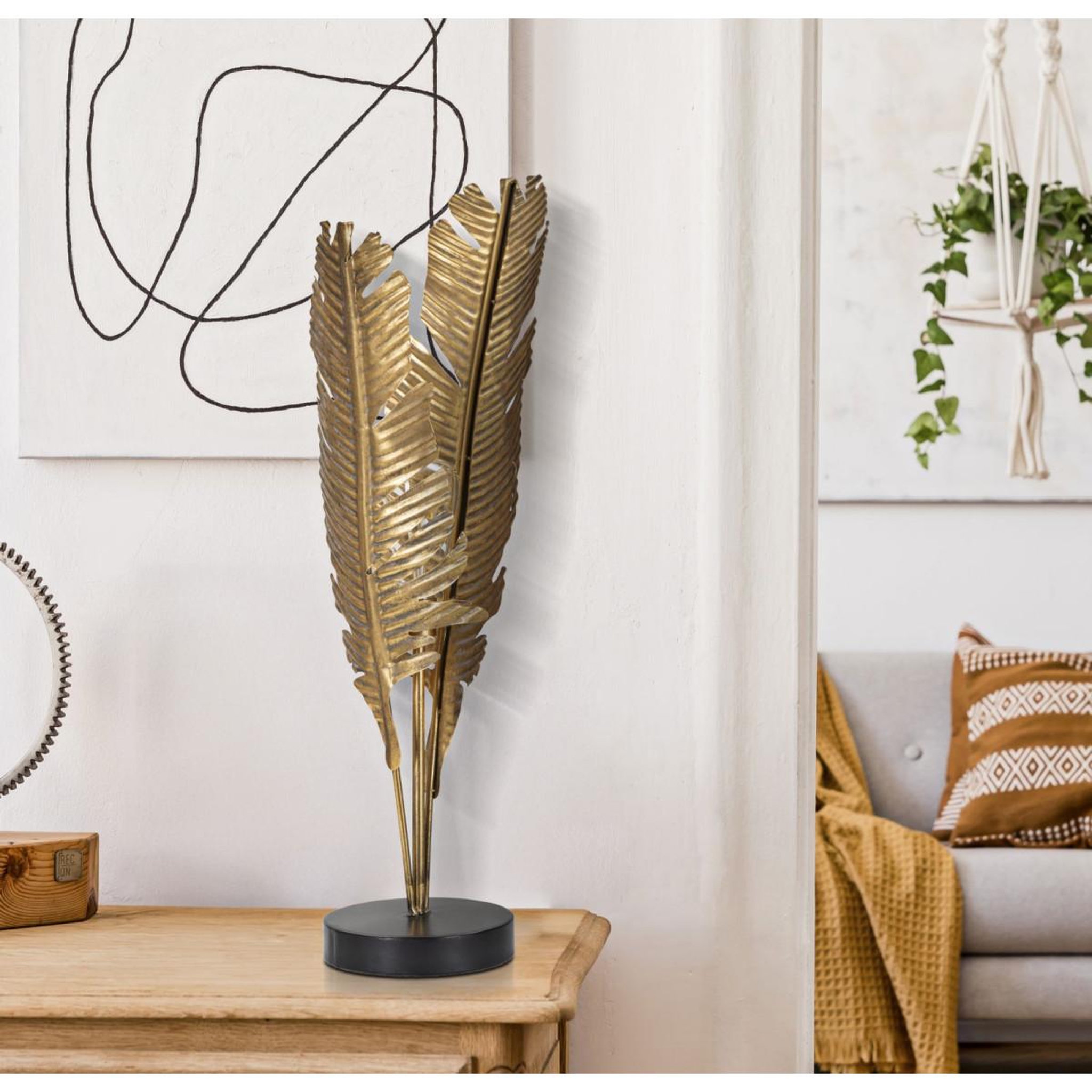 Voir la diapositive 6 : Paris Prix Lampe à poser en métal  palm  65cm or