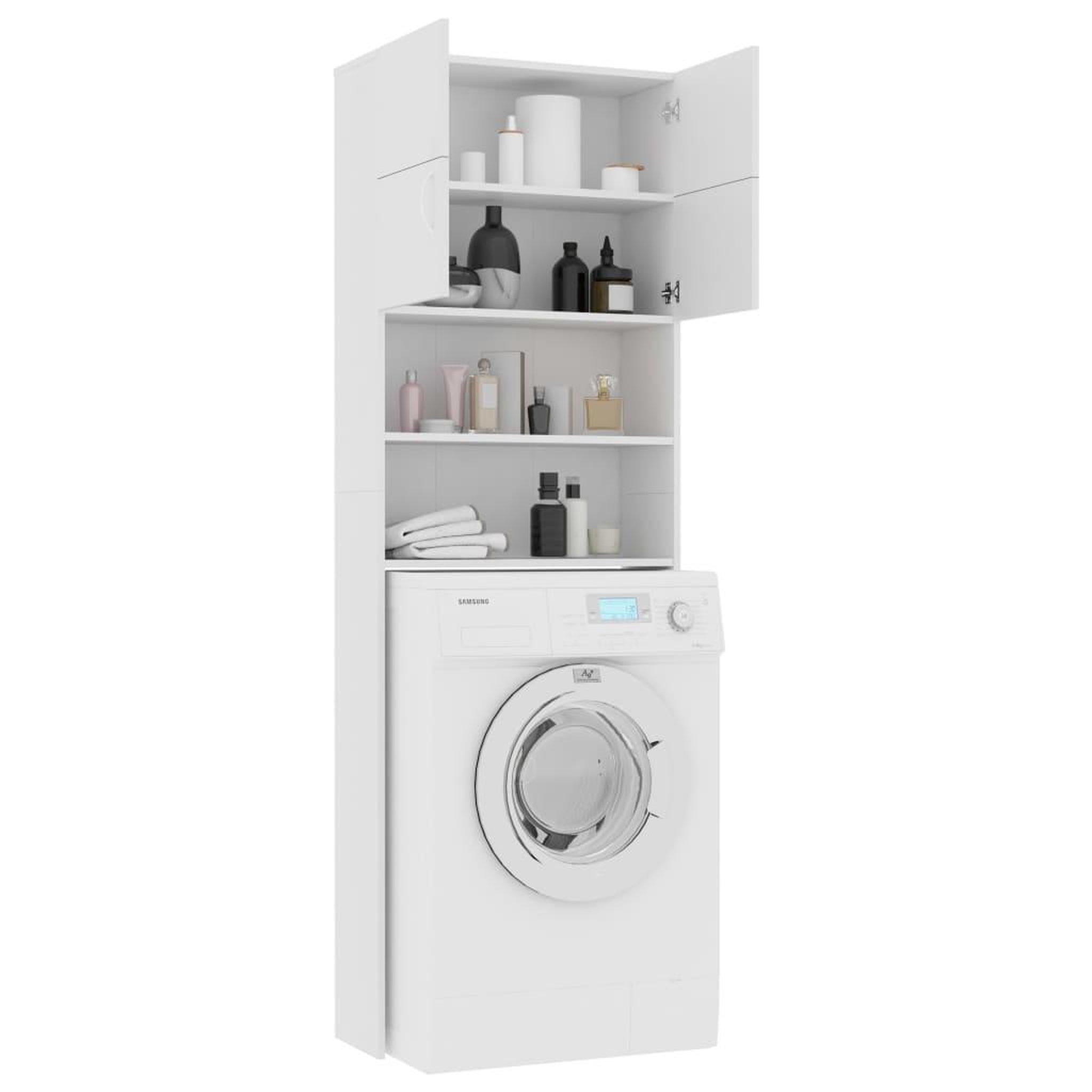 Voir la diapositive 4 : VIDAXL Meuble de machine a laver Blanc 64x25,5x190cm Bois d'ingenierie