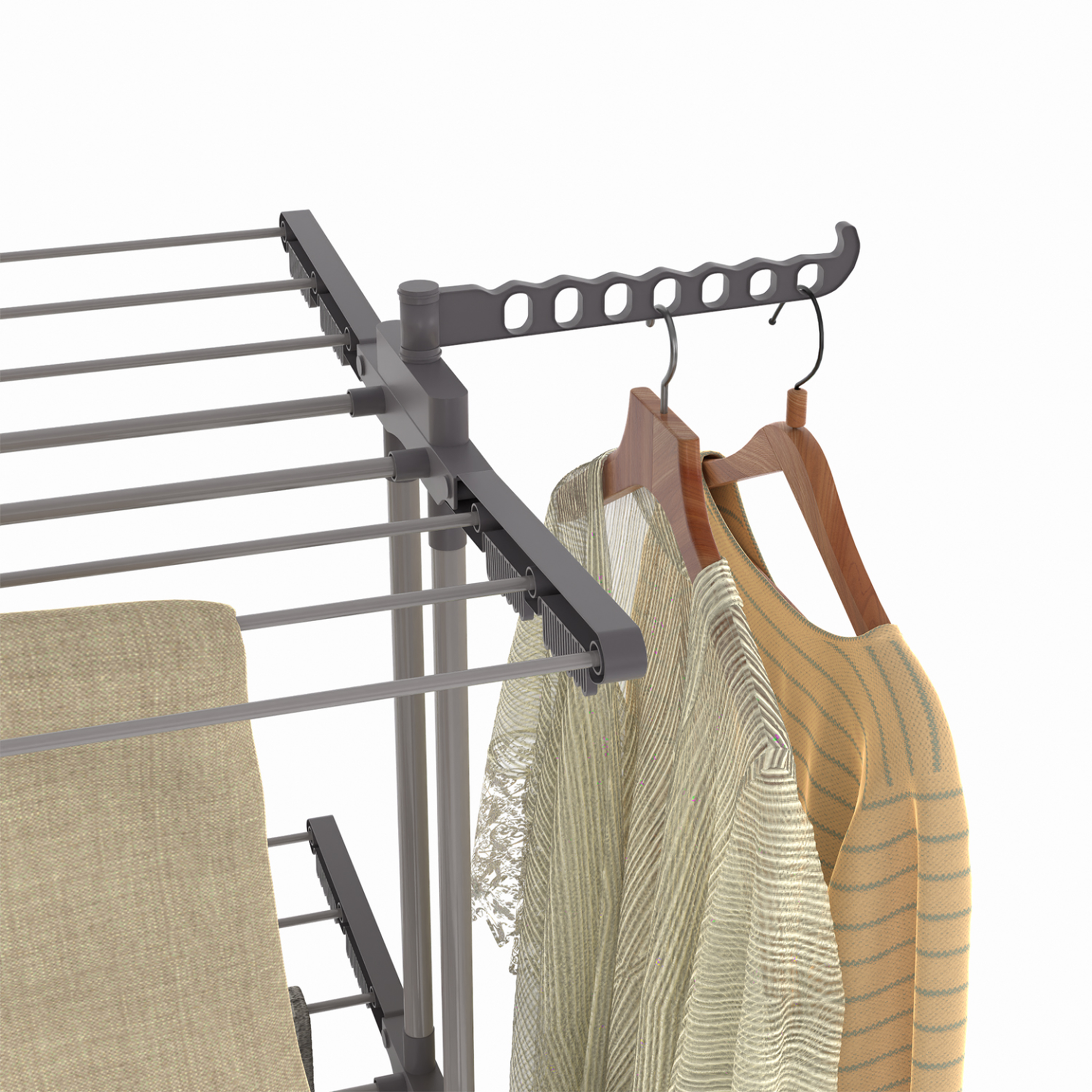Voir la diapositive 6 : ID MARKET Séchoir à linge vertical pliable et extensible 3 niveaux maxi capacité 40m inox et gris