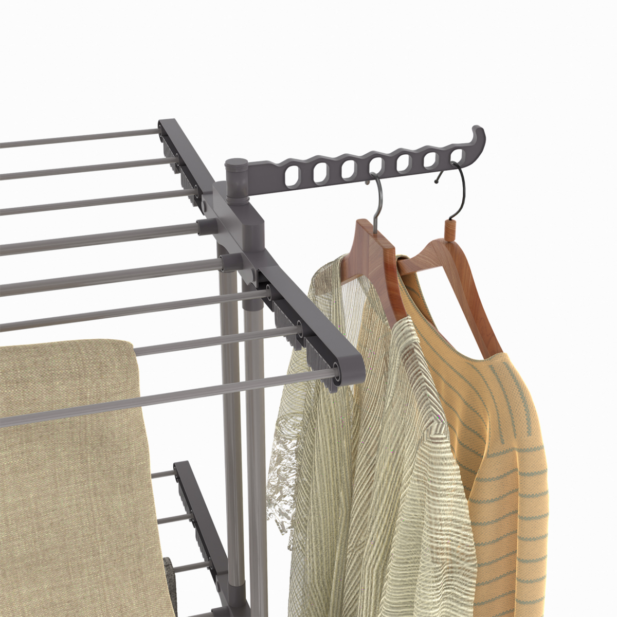 ID MARKET Séchoir à linge vertical pliable et extensible 3 niveaux MAXI capacité 40M inox et gris