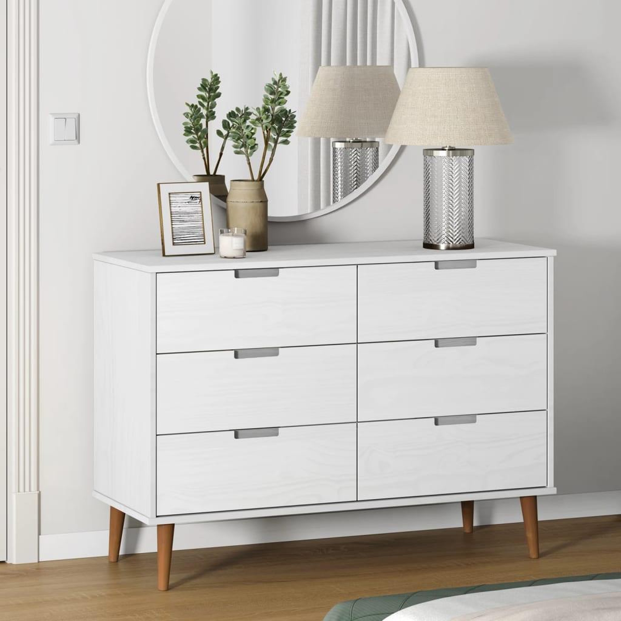 Voir la diapositive 1 : VIDAXL Commode MOLDE Blanc 113x40x80 cm Bois de pin massif