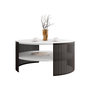 Voir la diapositive 2 : BEST MOBILIER Cruz - table basse ronde - blanc et noir - 1 niche - 75 cm