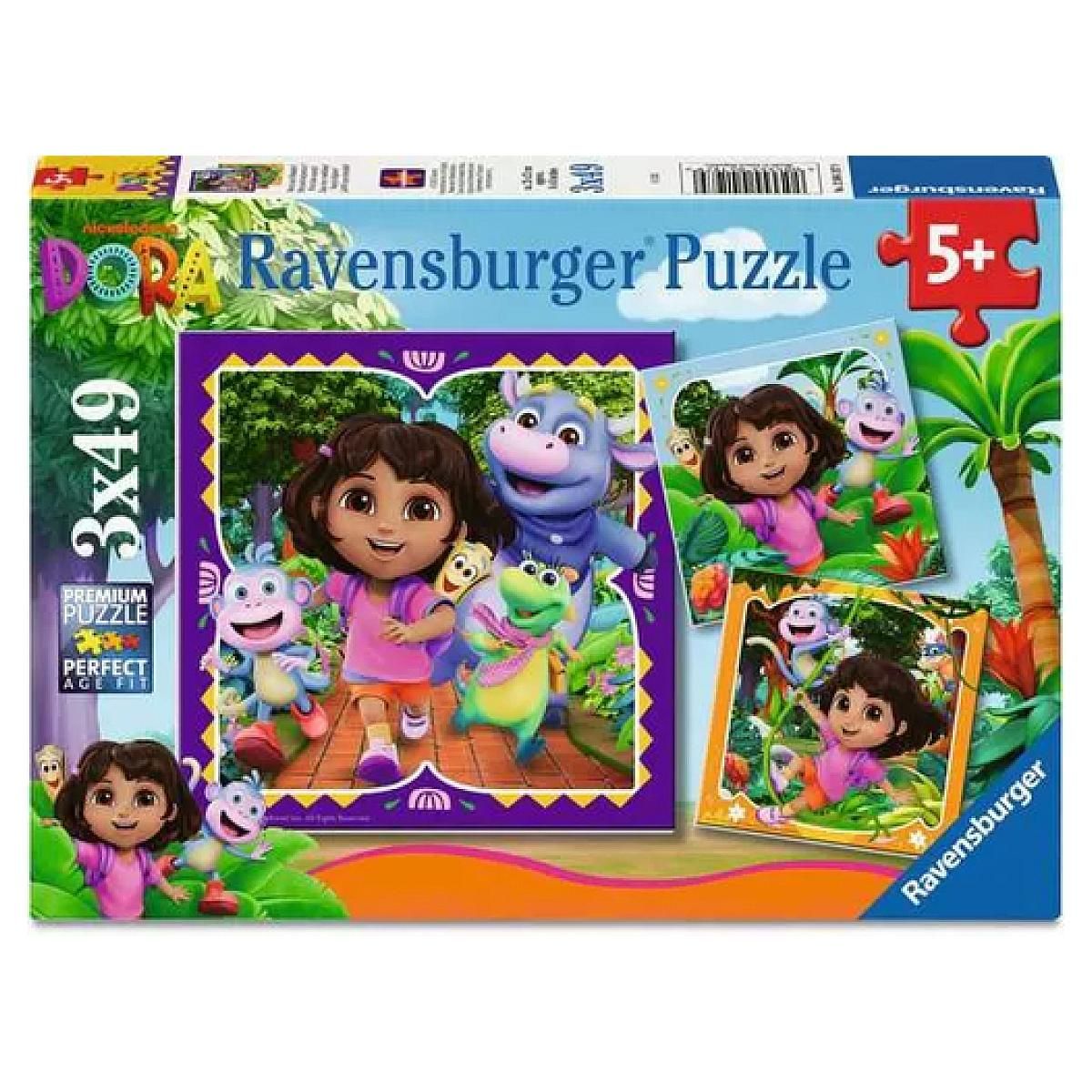 RAVENSBURGER Puzzle 3x49 pieces - Pret pour l'exploration / Dora