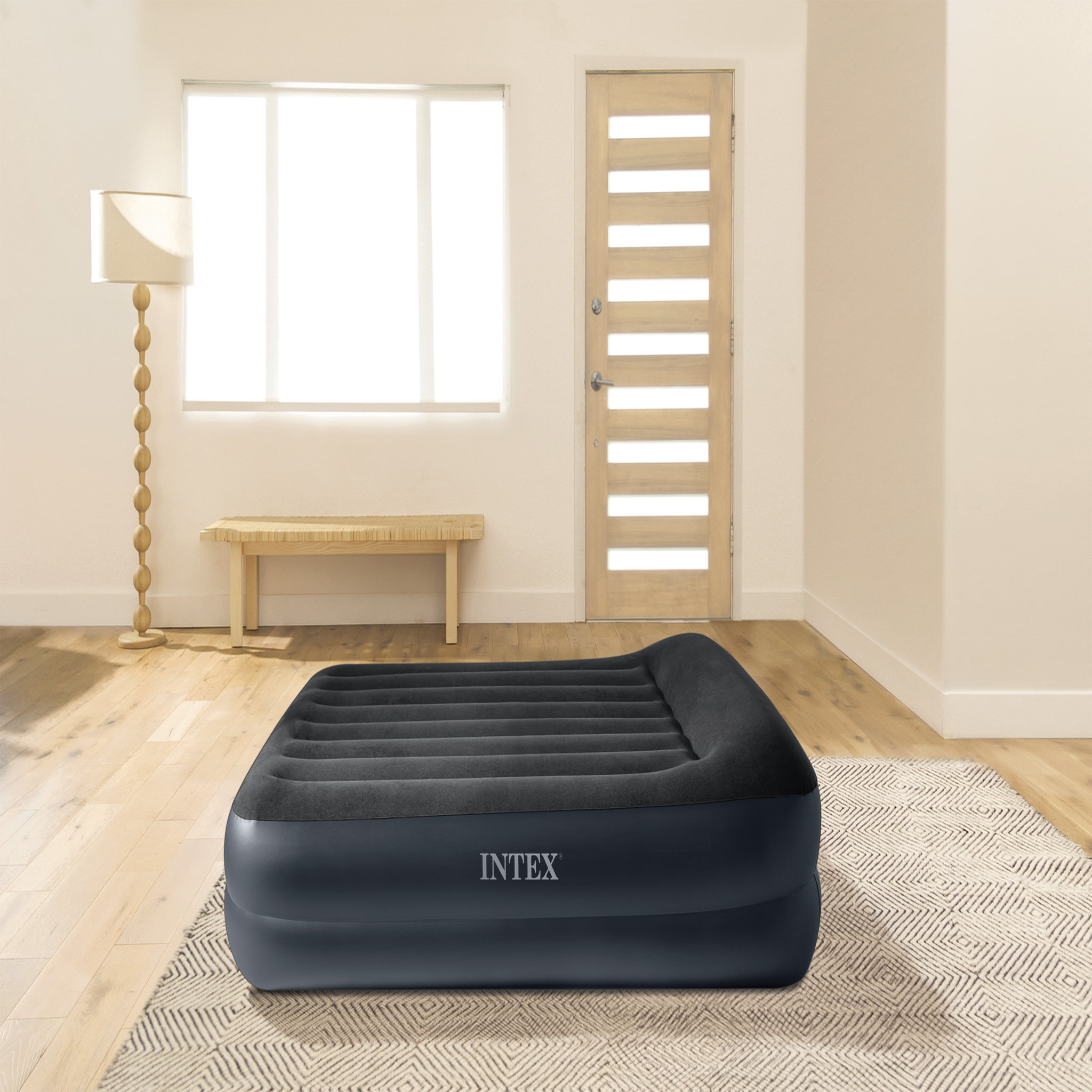 Intex Matelas gonflable rest bed 2 places electrique fiber tech