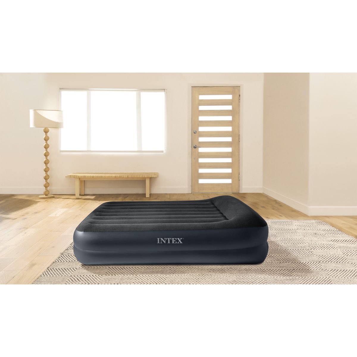 Intex Matelas gonflable rest bed 2 places electrique fiber tech