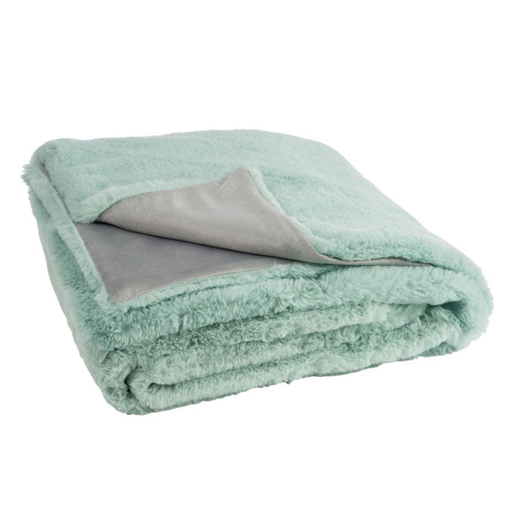 Voir la diapositive 2 : J-LINE Plaid imitation fourrure  cutie  130x180cm menthe