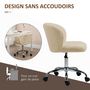 Voir la diapositive 6 : HOMCOM Chaise de bureau design - hauteur réglable, pivotante - piètement acier chromé revêtement effet laine bouclée terre de sienne