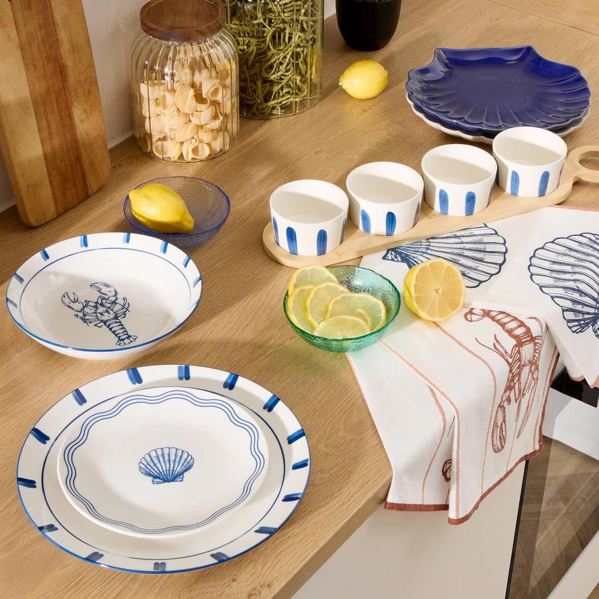 Voir la diapositive 5 : SECRET DE GOURMET Lot de 6 assiettes creuses  océania  20cm bleu