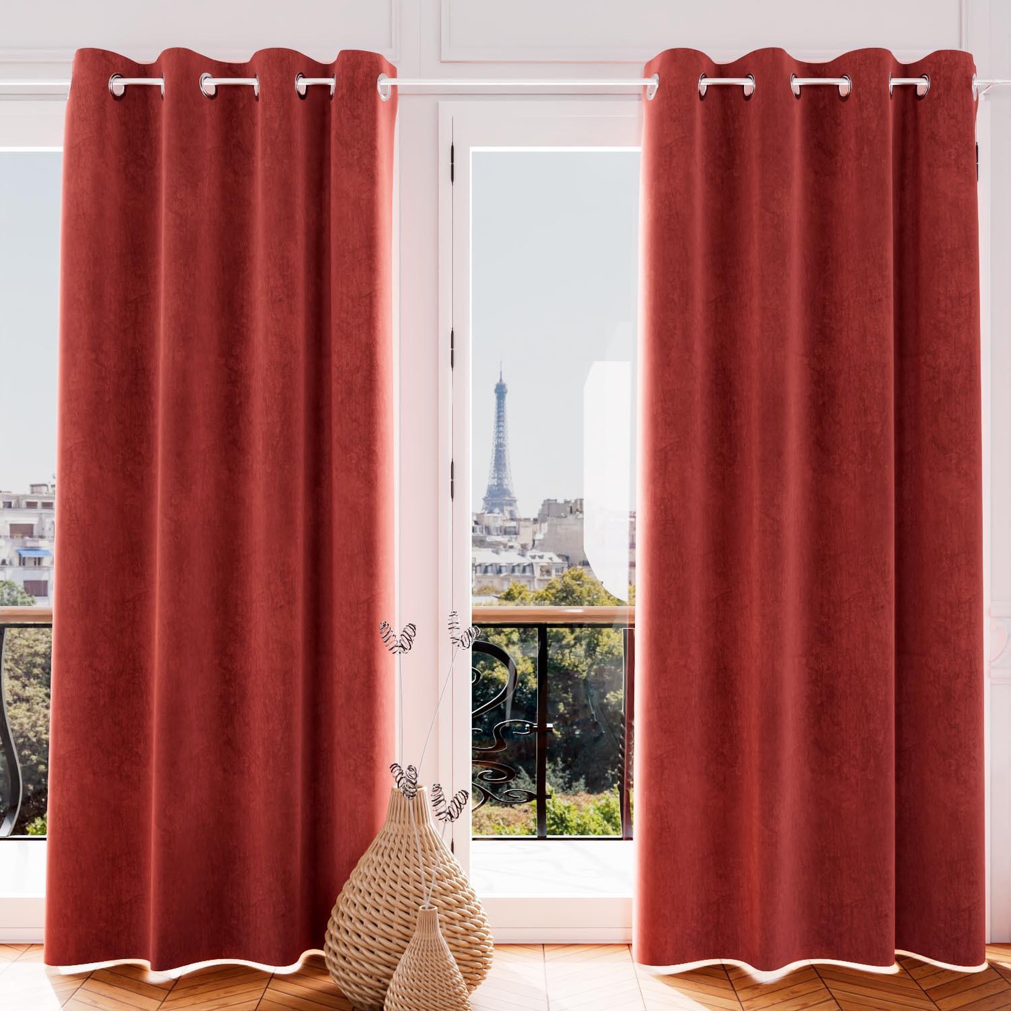 Voir la diapositive 2 : SOLEIL D'OCRE Rideau oeillets en velours VELVET, par Soleil d'ocre