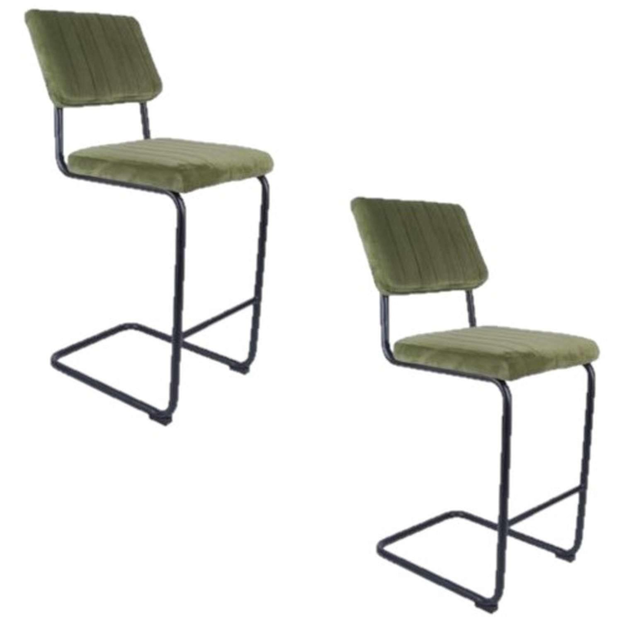 Voir la diapositive 1 : Leitmotiv 2 tabourets de bar cantilevers design velours keen