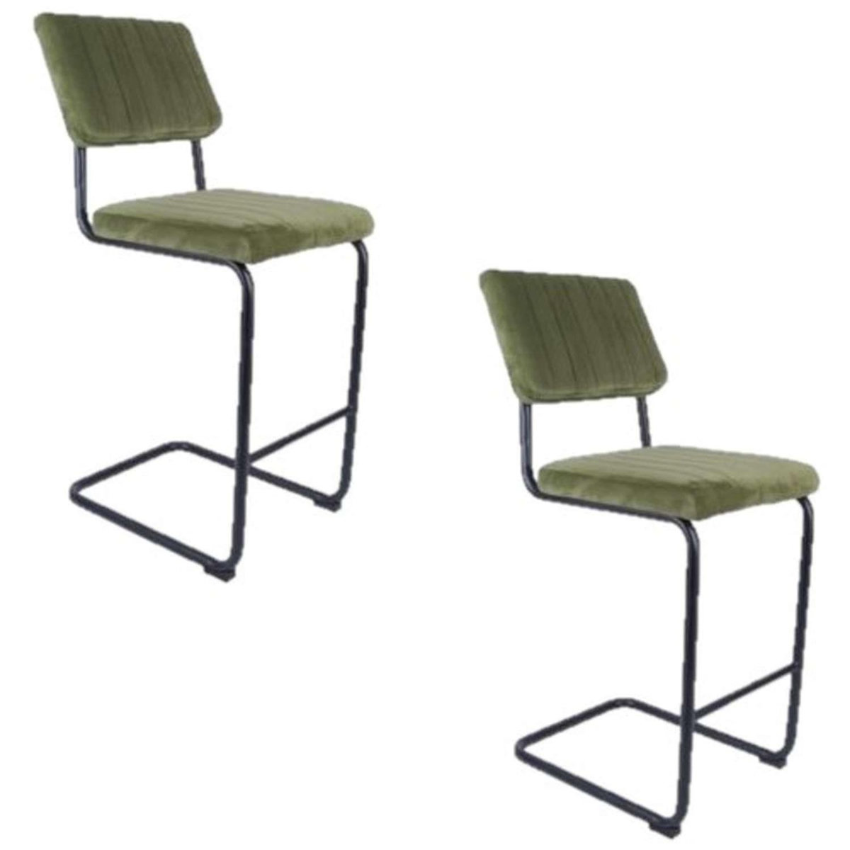 Leitmotiv 2 Tabourets de bar cantilevers design velours Keen