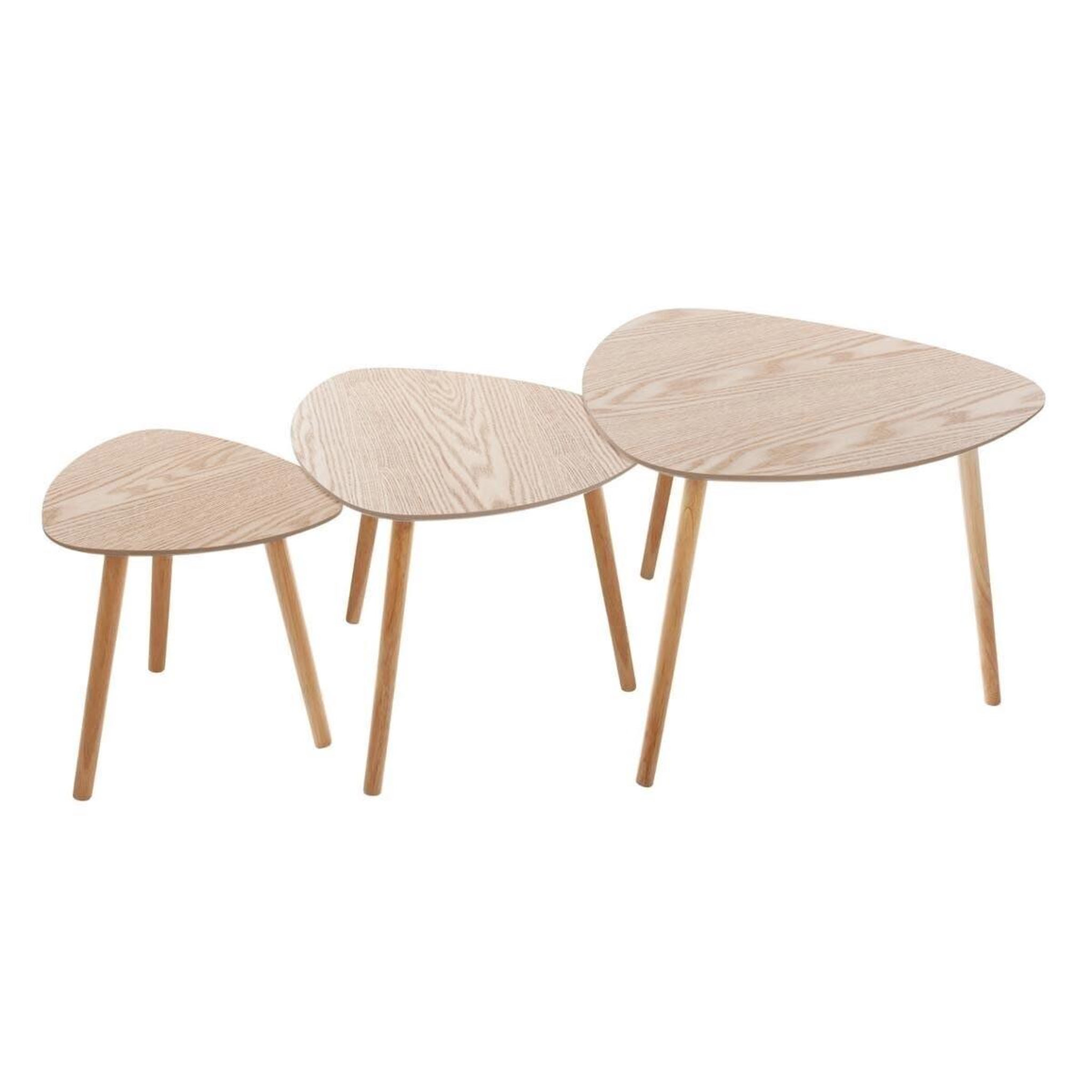 ATMOSPHERA Lot de 3 tables à café en bois  mileo  60cm naturel