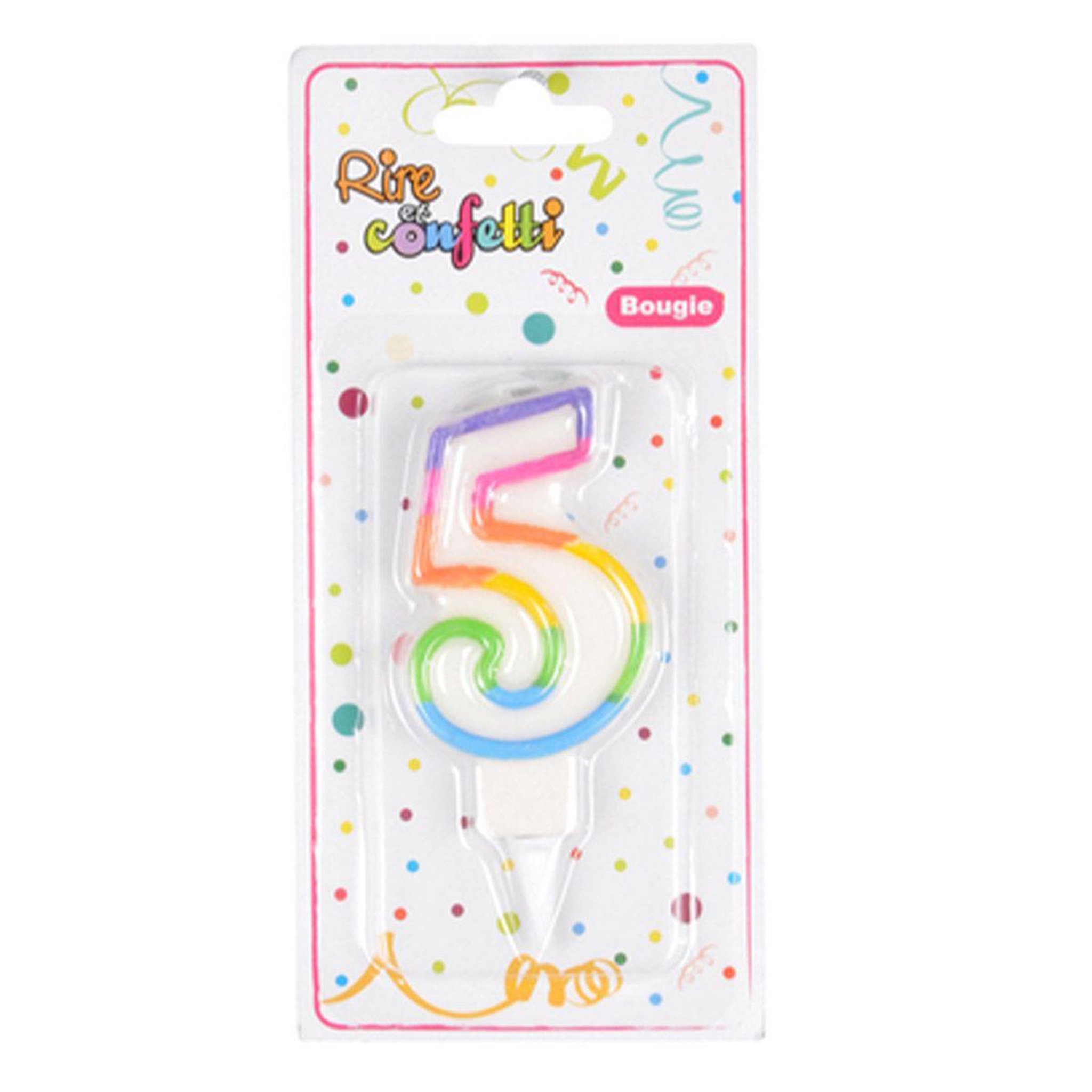 Voir la diapositive 2 : HOMEA Bougie d'Anniversaire  Chiffre 5  7cm Multicolore