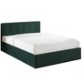 HOMIFAB Lit coffre 140x190 en velours vert avec tête de lit et sommier à lattes - Tina
