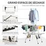 Voir la diapositive 4 : HOMCOM HOMCOM Séchoir à linge étendoir à vêtements pliable réglable avec barre de penderie et roulettes acier inox. PP noir