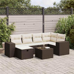VIDAXL Salon de jardin avec coussins 7 pcs marron resine tressee