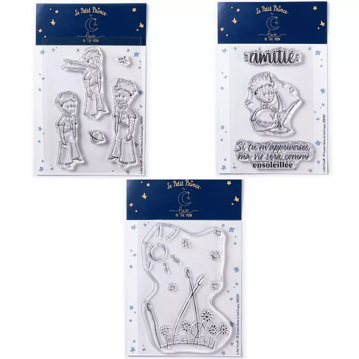  9 Tampons transparents Le Petit Prince Etoiles + Renard + Paysage