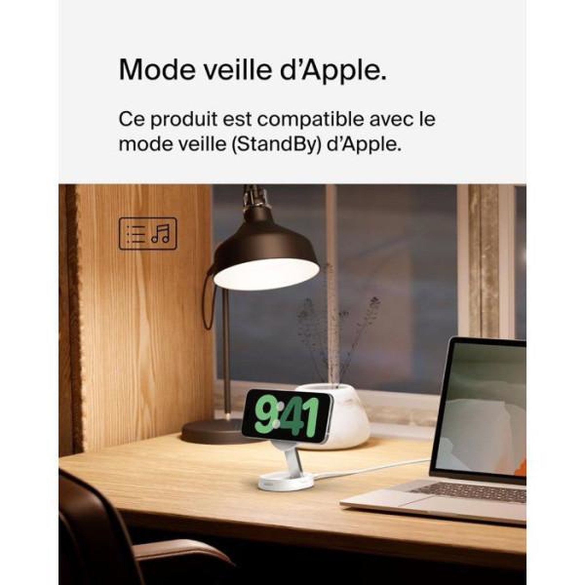 Voir la diapositive 2 : Belkin Support de charge magnétique - BELKIN - Qi2 - 15W - Blanc