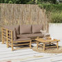 Voir la diapositive 1 : VIDAXL Salon de jardin 5 pcs avec coussins taupe bambou