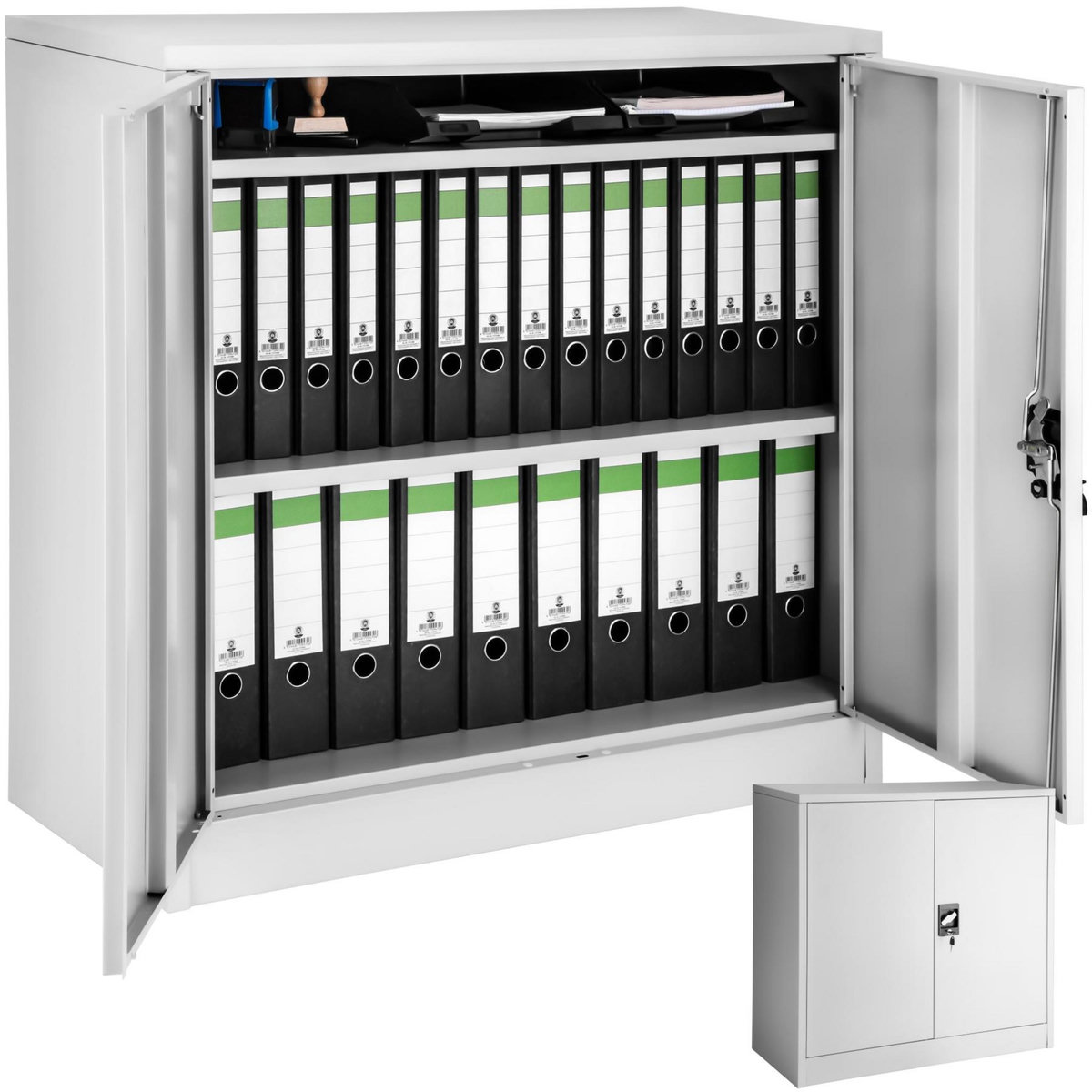 tectake Armoire de classement en métal en acier lâqué époxy gris