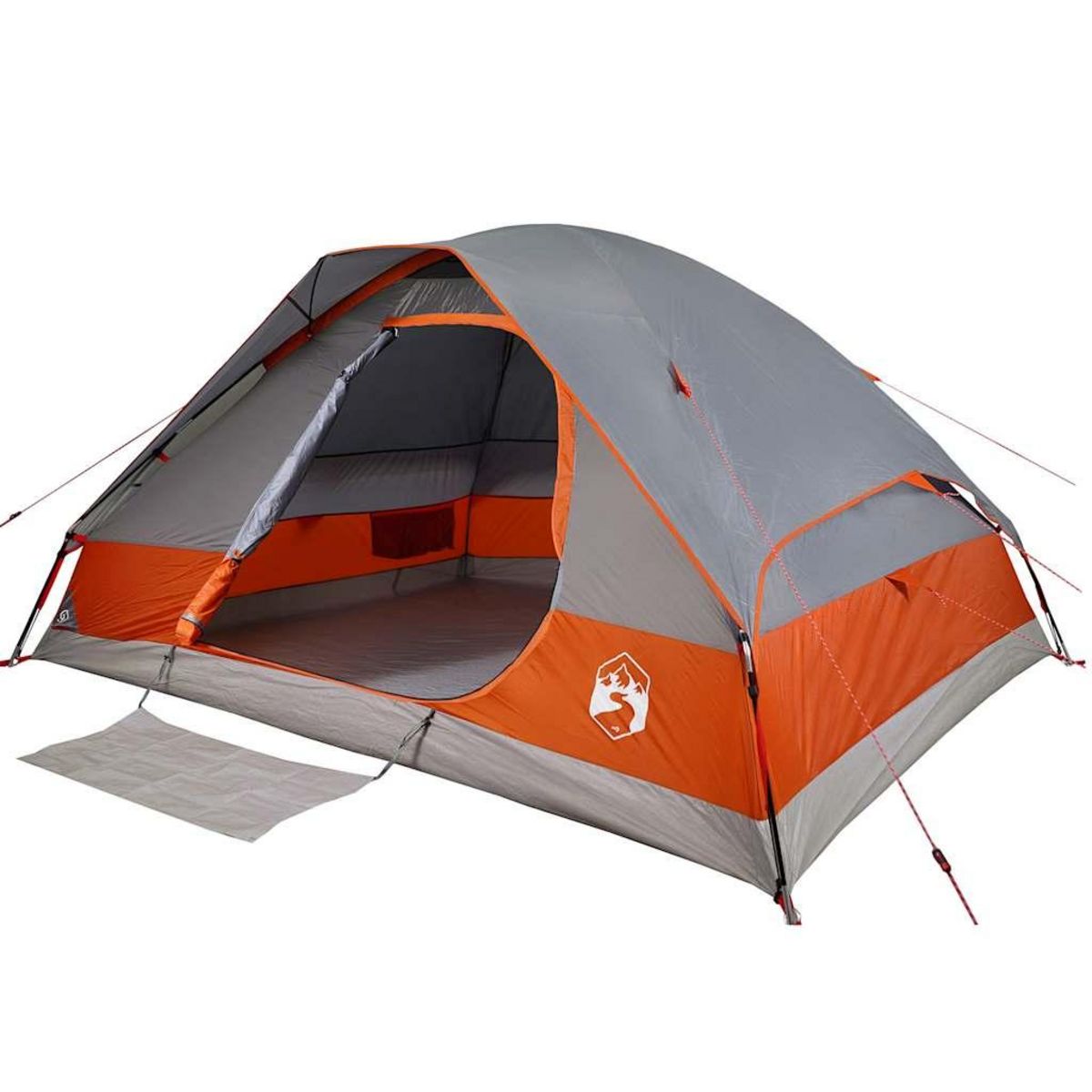 VIDAXL Tente familiale a dome 6 personnes gris et orange impermeable