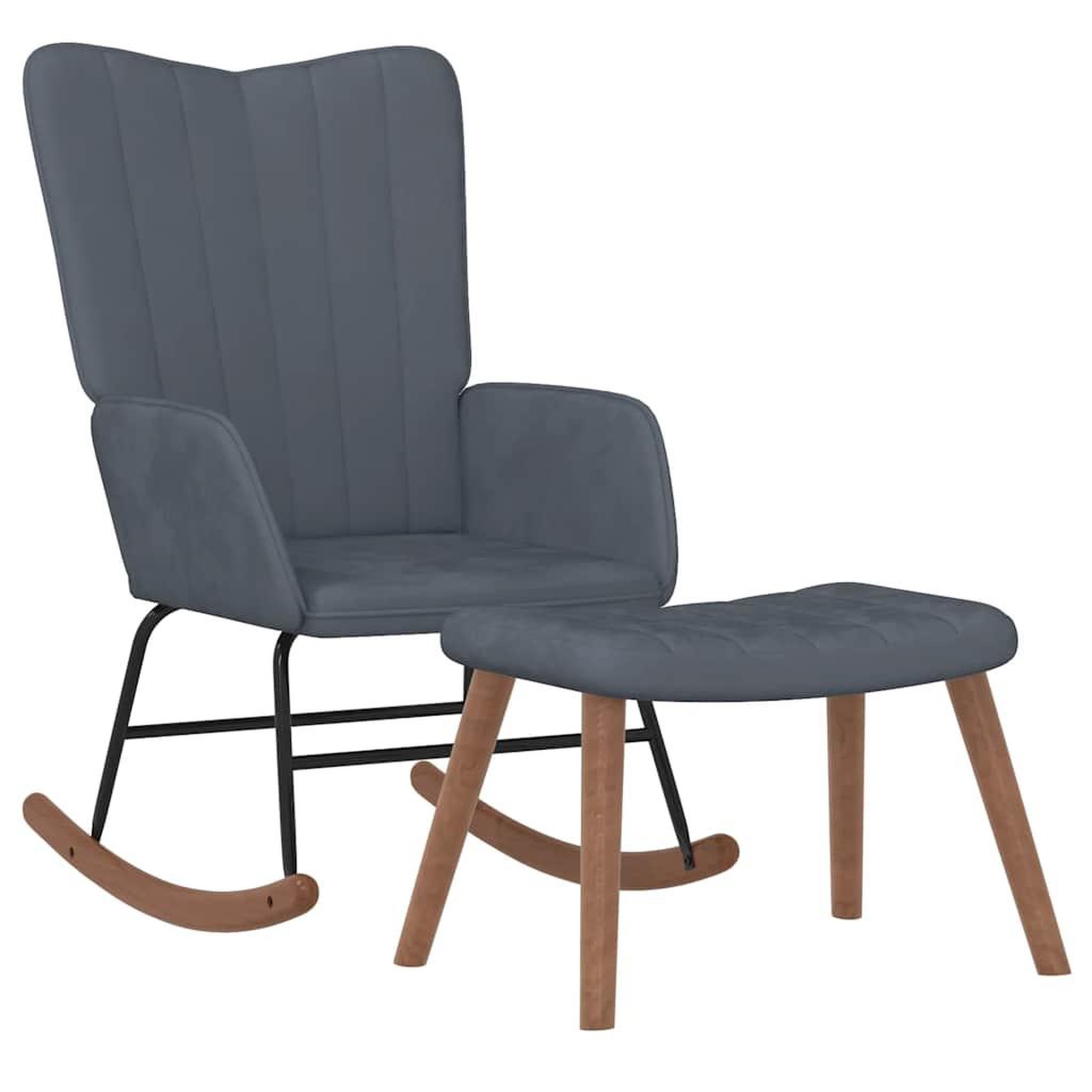Voir la diapositive 2 : VIDAXL Chaise a bascule avec repose-pied Gris fonce Velours