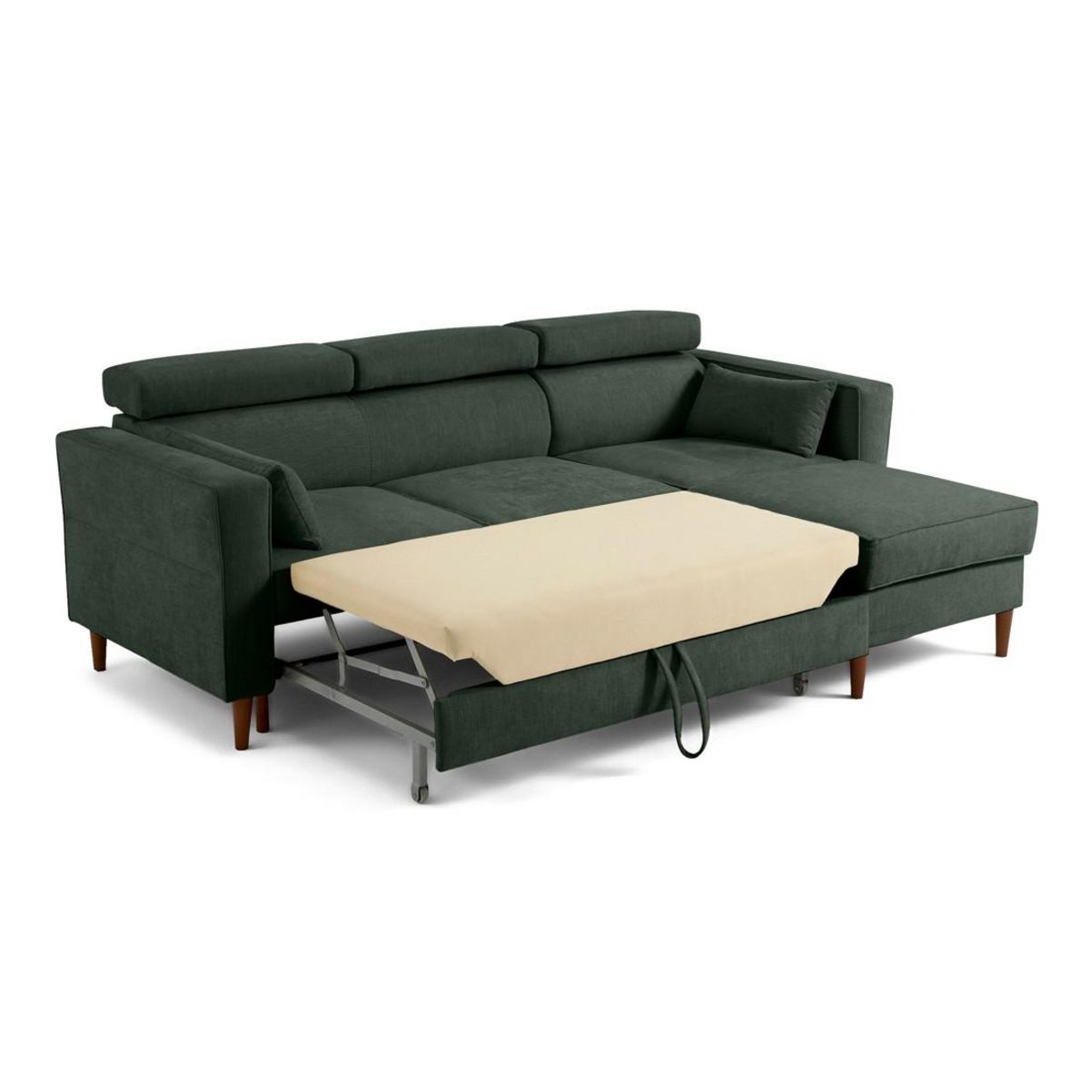 BEST MOBILIER Alicante - canapé d'angle réversible convertible avec têtières - coffre - 4 places - en tissu texturé