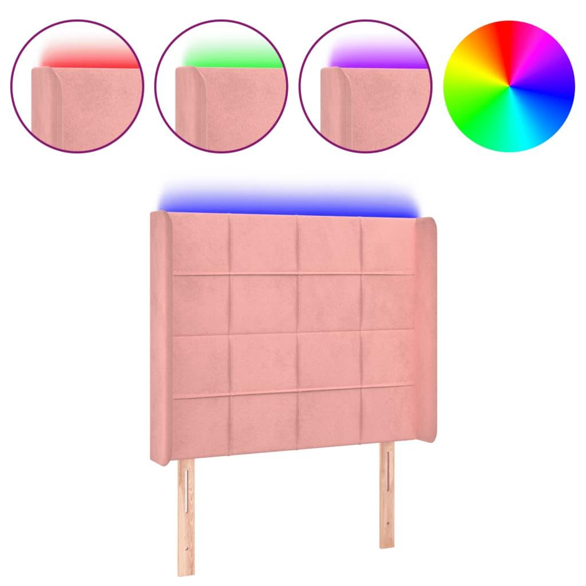 Voir la diapositive 2 : VIDAXL Tete de lit a LED Rose 83x16x118/128 cm Velours
