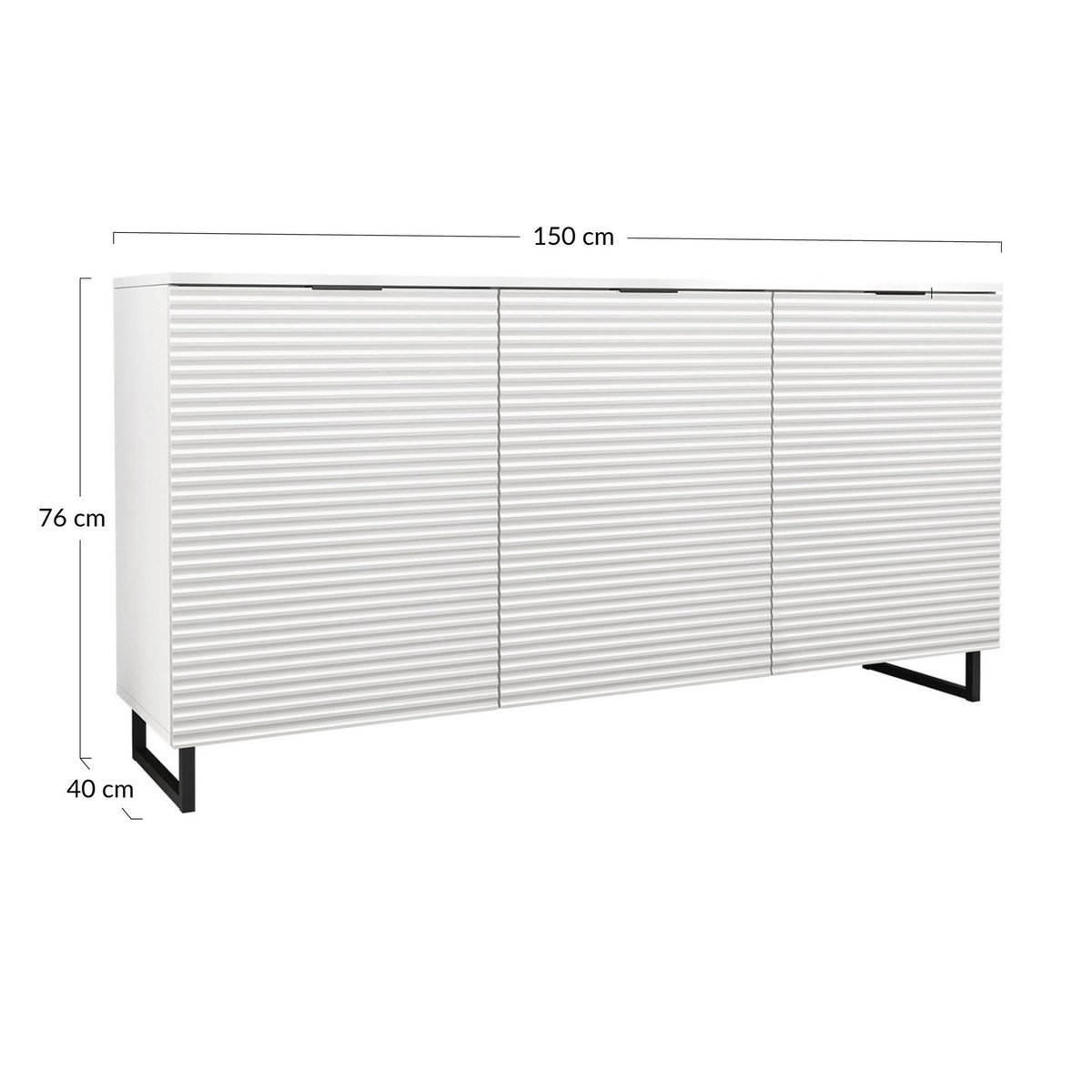 BEST MOBILIER Barbara - buffet bas - blanc - 150 cm