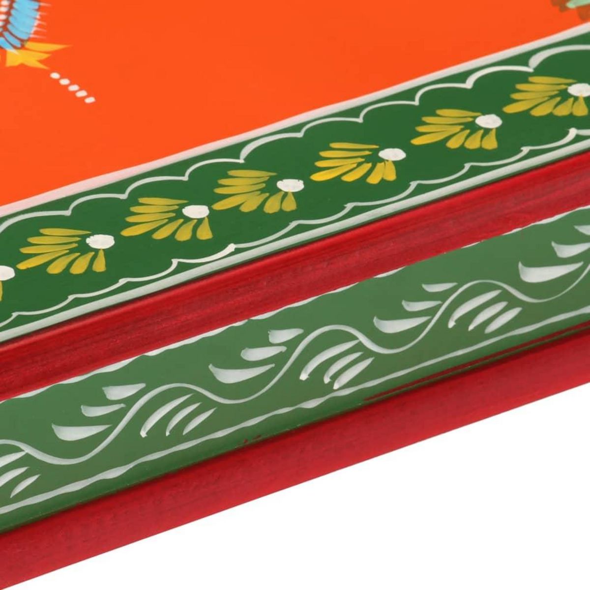 VIDAXL Table basse orange bois de manguier massif peint a la main