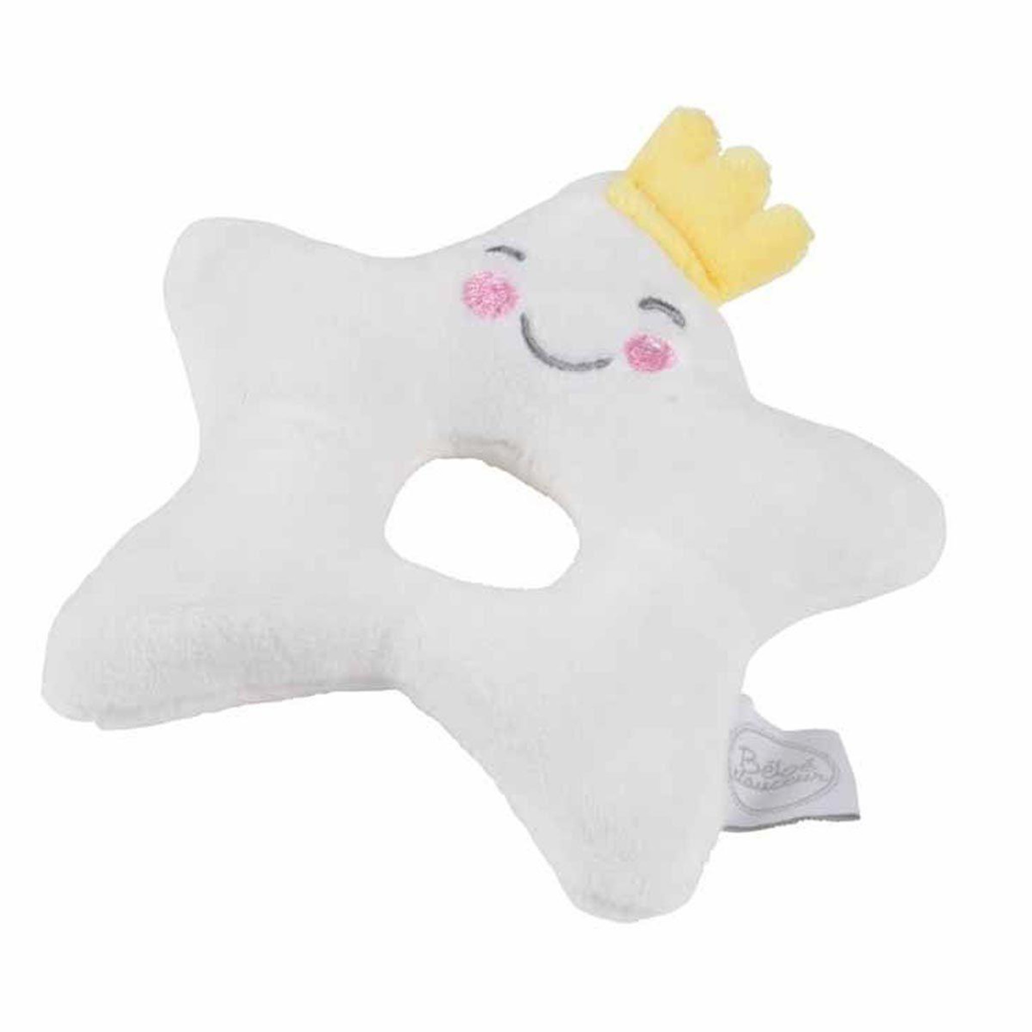 HOMEA Doudou avec hochet  étoile  12cm blanc