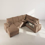 Voir la diapositive 2 : BEST MOBILIER Lorie - canapé panoramique d'angle droit 7 places convertible en velours côtelé grosse côte avec coffre