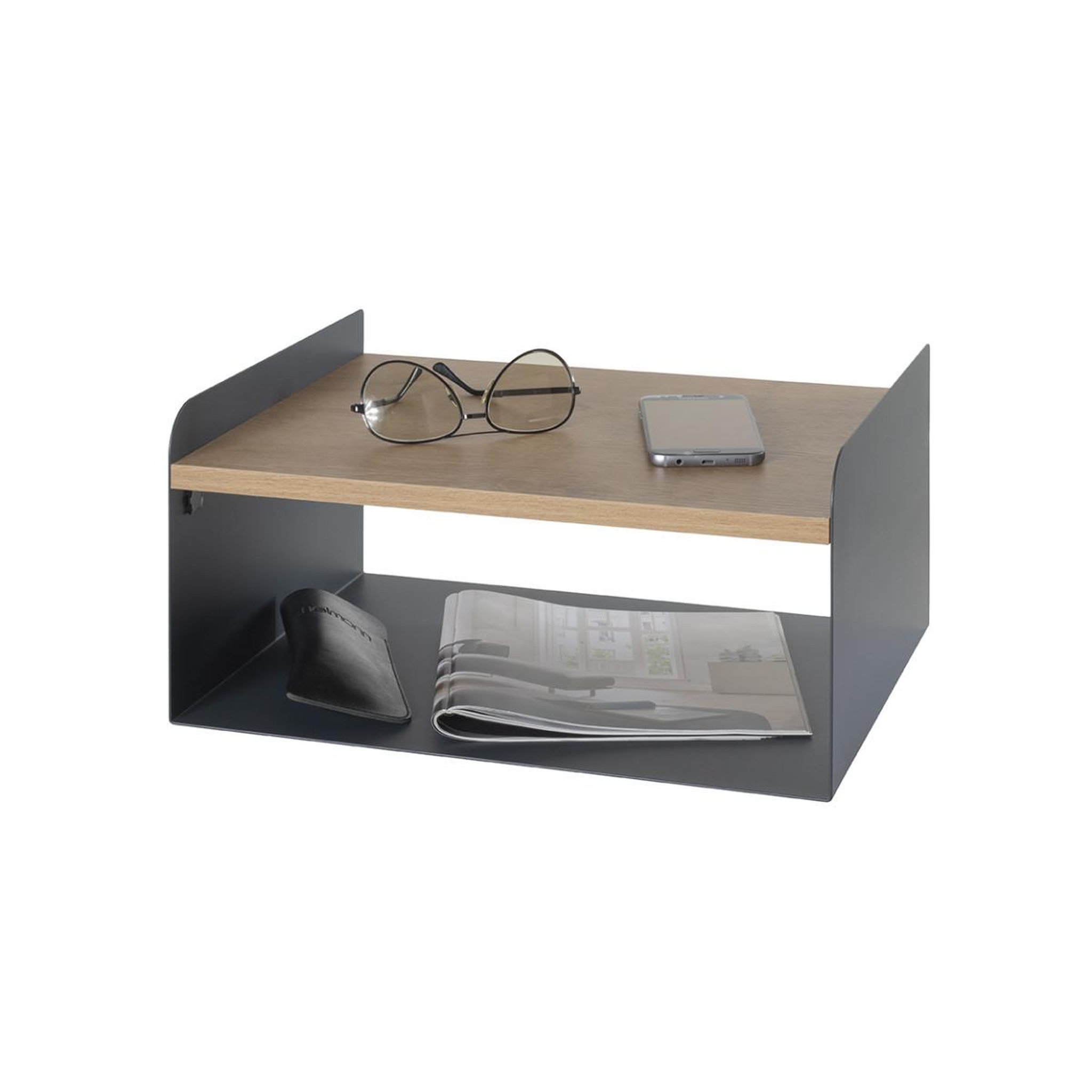 Voir la diapositive 6 : Paris Prix Étagère murale 2 niveaux  korfu  40cm anthracite & chêne