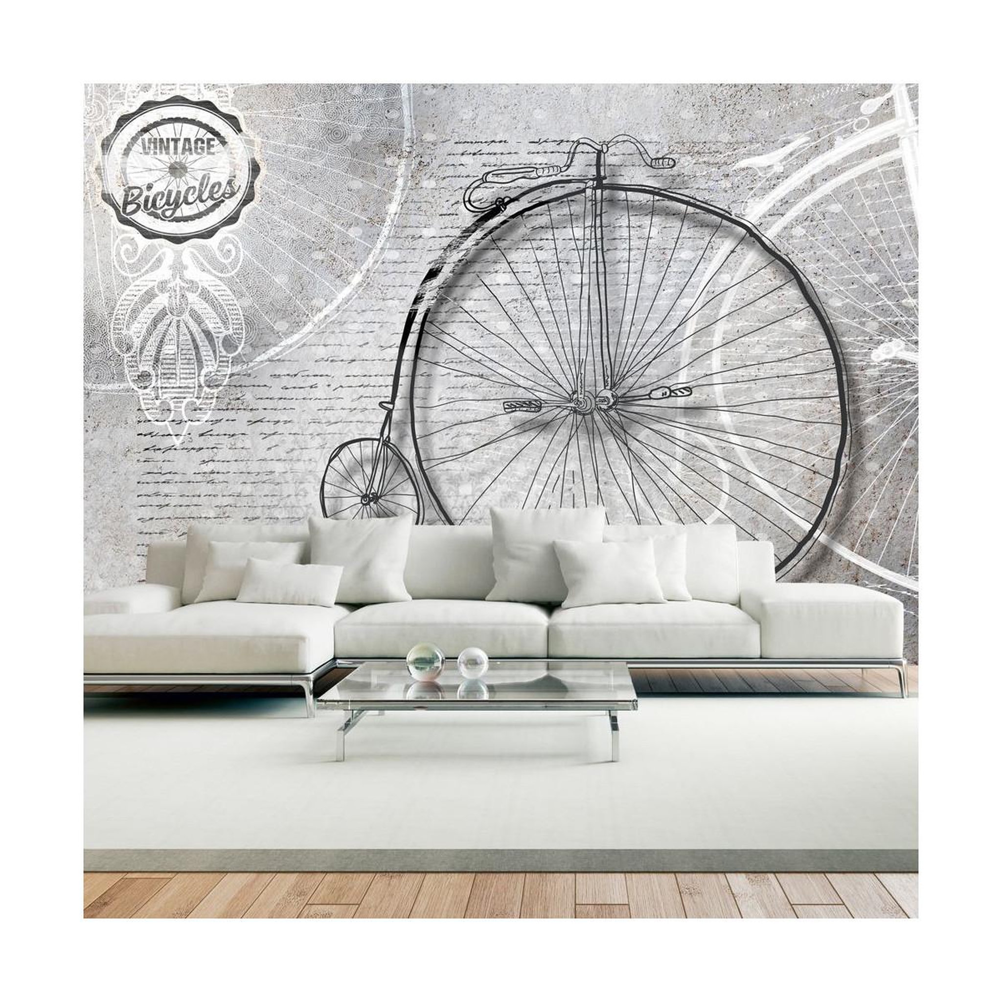 Paris Prix Papier peint  vintage bicycles black & white. Coloris disponibles : Multicolore