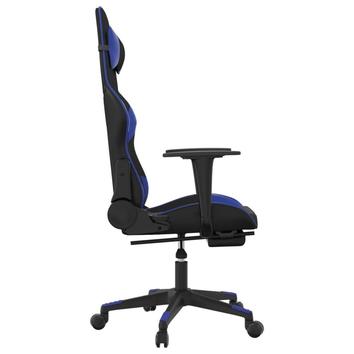 VIDAXL Chaise de jeu avec repose-pied Noir et bleu Similicuir