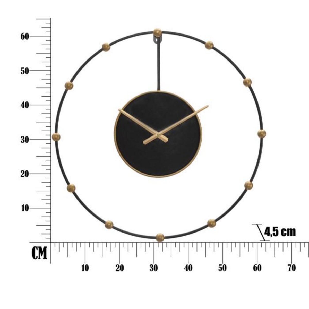 Paris Prix Horloge Murale en Métal  Pearl  61cm Noir