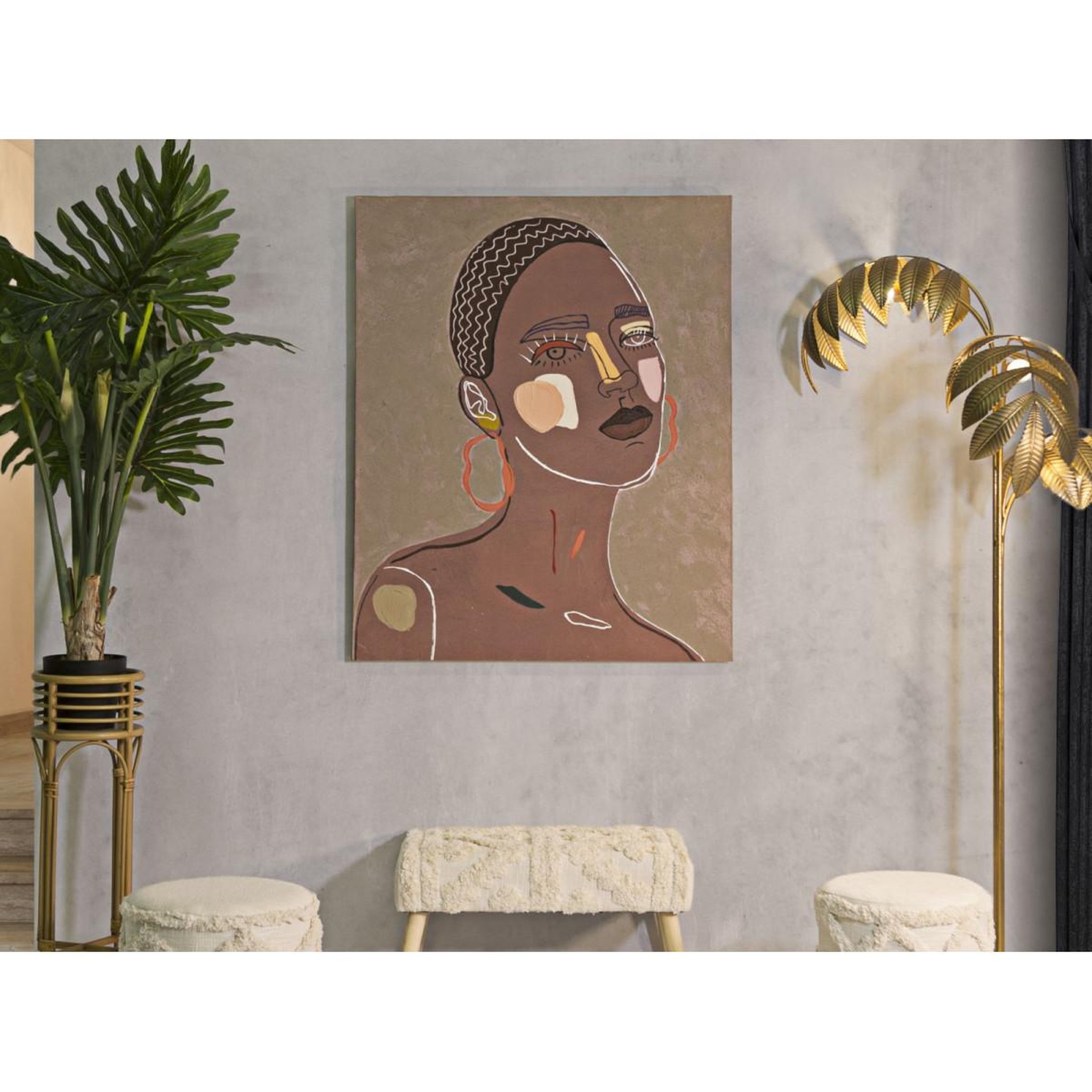 Voir la diapositive 5 : Paris Prix Toile imprimée déco  tribal  80x100cm marron