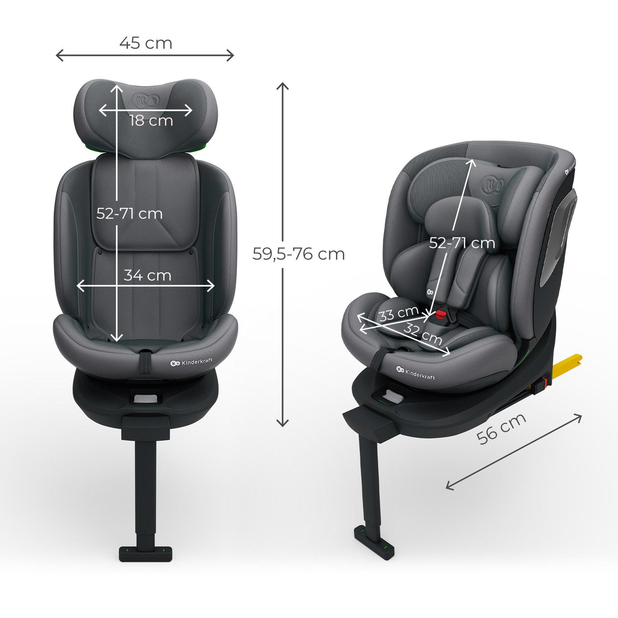Voir la diapositive 1 : KINDERKRAFT Siège auto I-360 2 PLUS i-Size 40-150 cm, rotation 360°, ISOFIX, dos et face route, 4-en-1