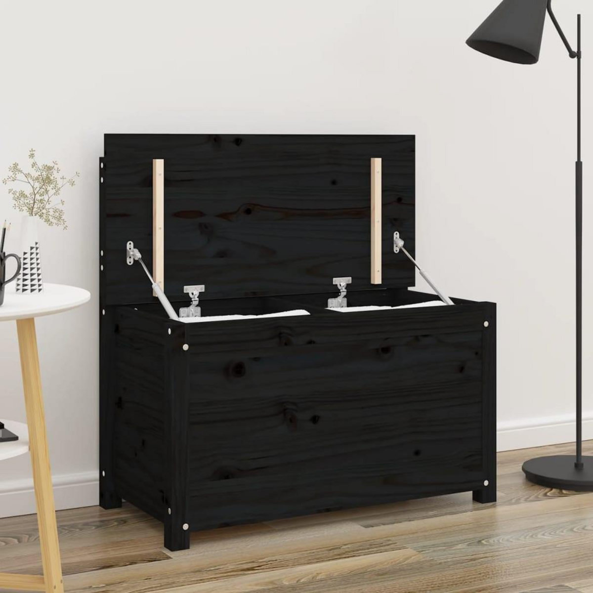 VIDAXL Banc Noir 80x41x77 cm Bois de pin massif