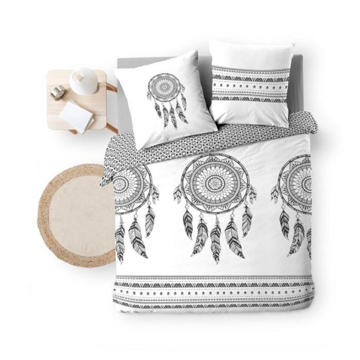 Paris Prix Parure de Lit 3 Pièces  Indian Dream  240x220cm Blanc